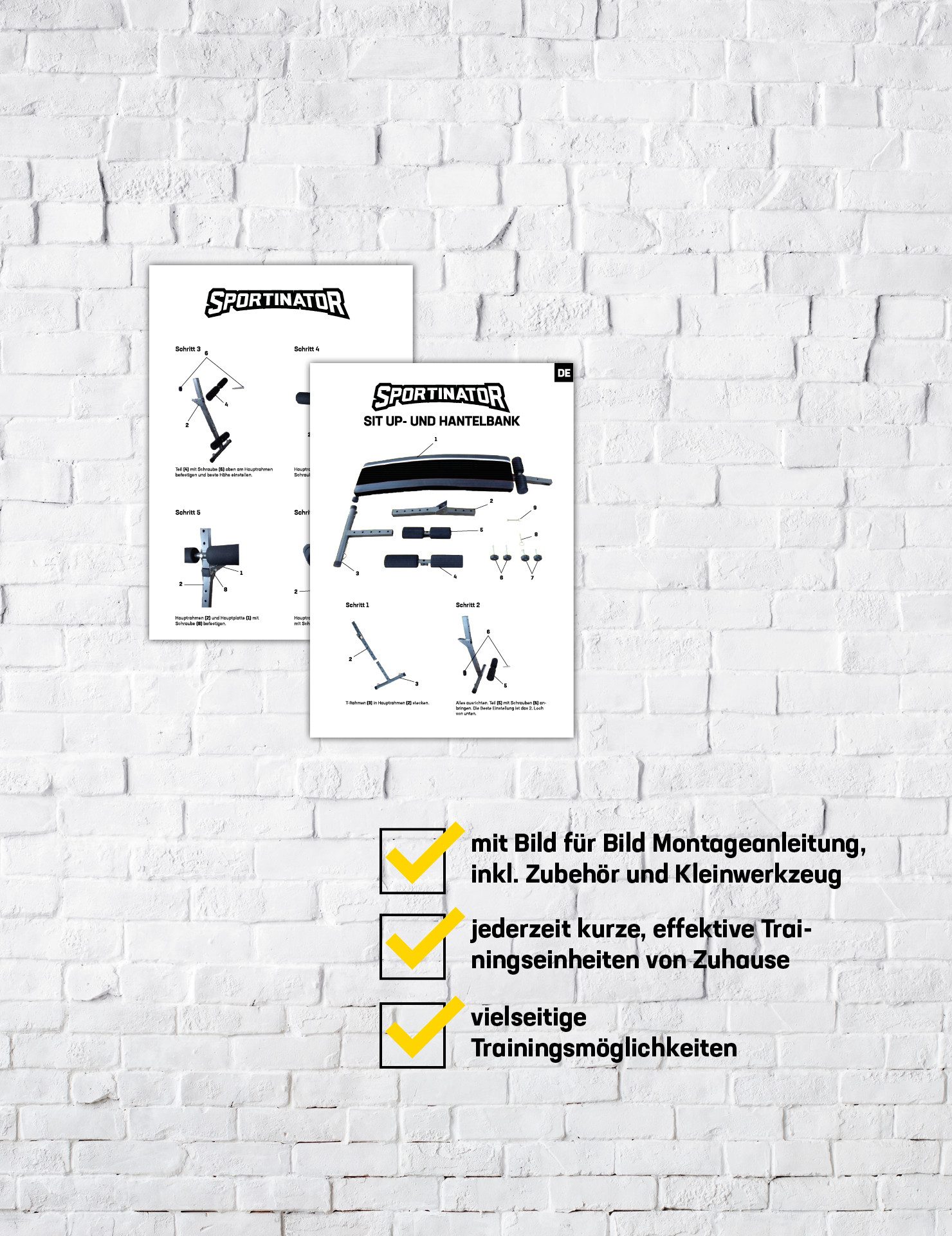 Sportinator Sit-Up Bank Sit Up verstellbare Trainingsbank