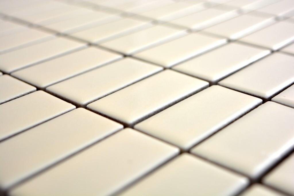 Mosani Mosaikfliesen Stäbchen Mosaik Fliese Keramik beige glänzend Fliese WC