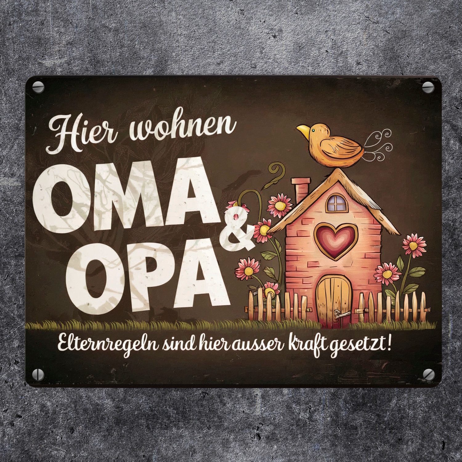 speecheese Metallschild Hier wohnen Oma und Opa Metallschild in 15x20 cm El günstig online kaufen