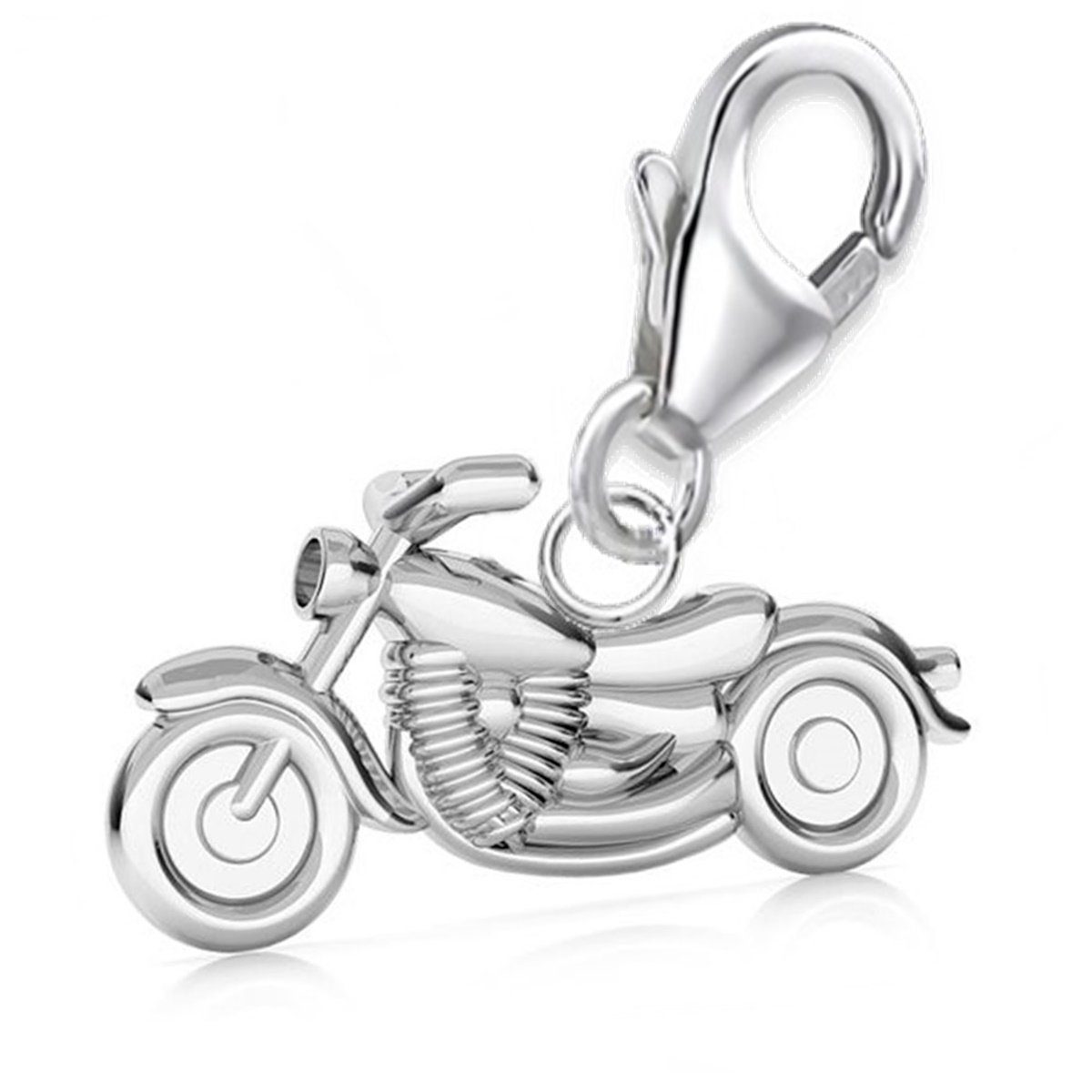 Goldene Hufeisen Charm-Einhänger Motorrad Karabiner Charm Anhänger für Bettelarmband 925 Silber (inkl. Etui), für Gliederarmband oder Halskette