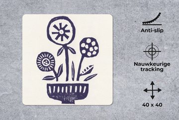 MuchoWow Gaming Mauspad Blumen - Pflanzen - Vase - Abstrakt (1-St), Mousepad mit Rutschfester Unterseite, Gaming, 40x40 cm, XXL, Großes
