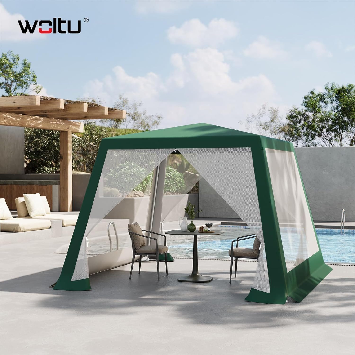 Woltu Pavillon, mit 4 Seitenteilen, 3x3 günstig online kaufen