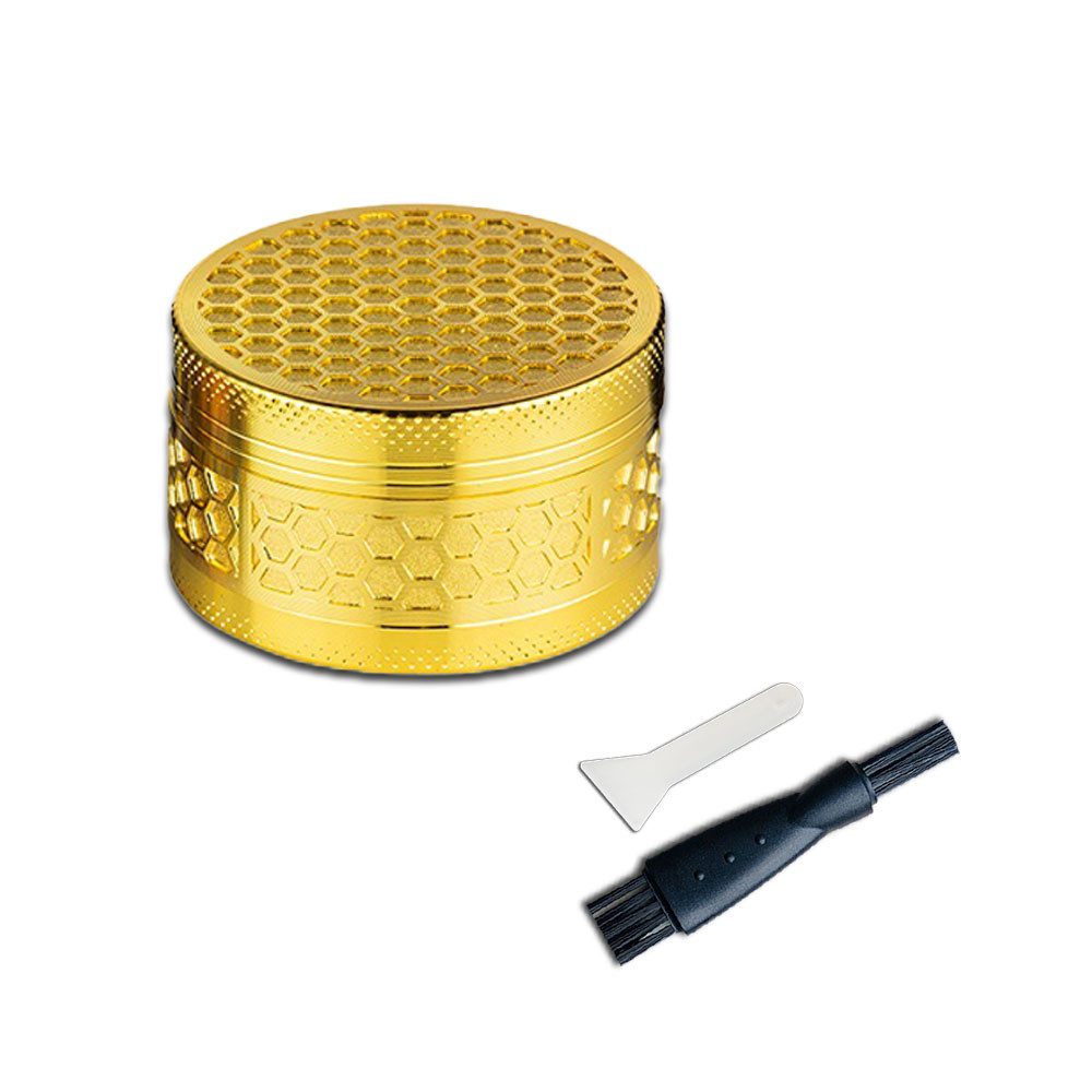 Coumo Kräutermühle Grinder Crusher Hexagon Waben Design ⌀ 5 cm Metall Gewürz Mühle