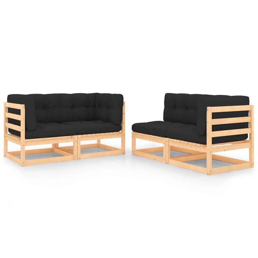 furnicato Garten-Essgruppe Garten-Lounge-Set aus massivem Kiefernholz 70x70x67 cm Anthrazit, (1-tlg), Stabile Sitzgruppe mit bequemen Kissen für die Terrasse