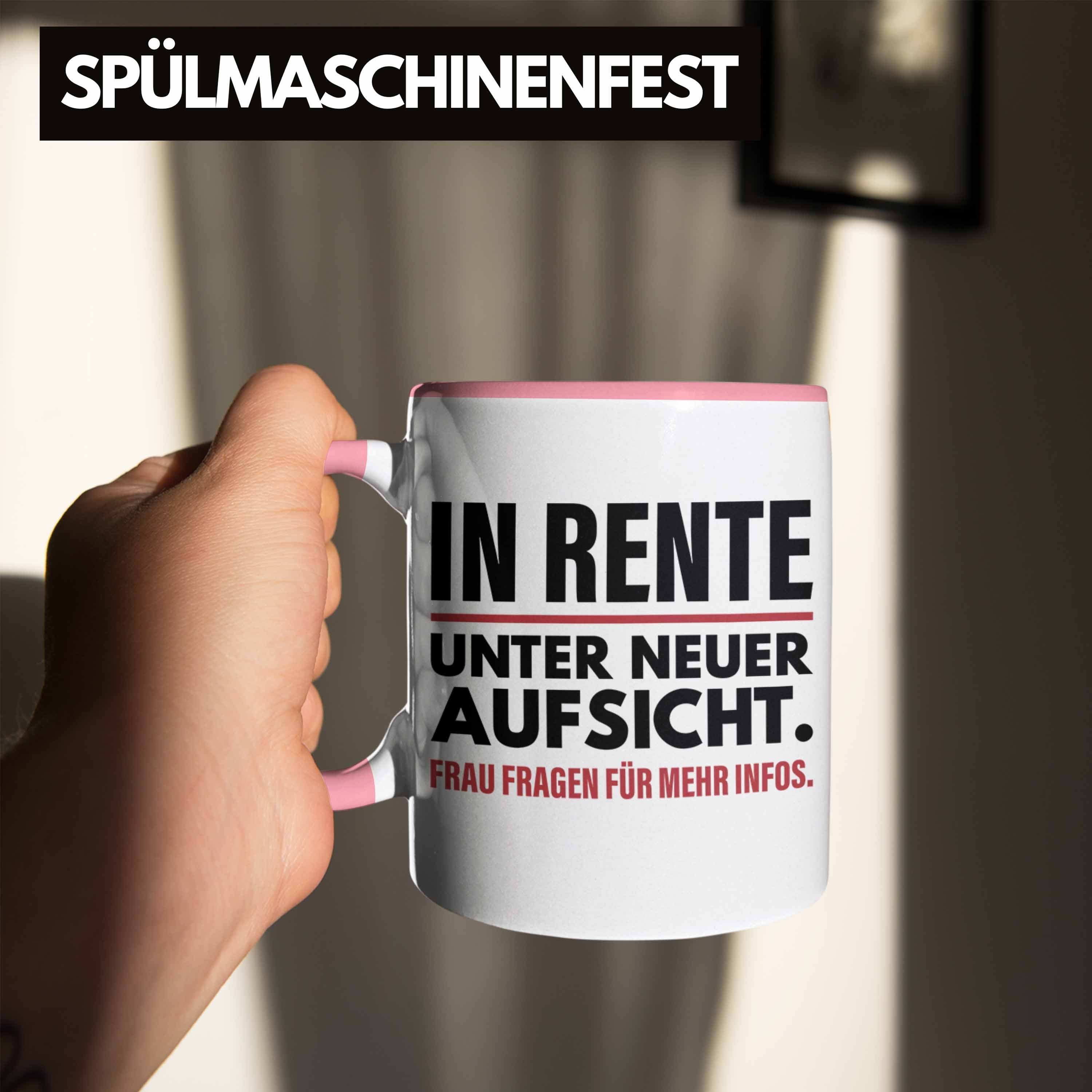 Trendation Tasse Trendation - Lustig Rente Pension Mann Ruhestand Renter Rosa Geschenk Sprüche Renteneintritt Tasse Abschiedsgeschenk