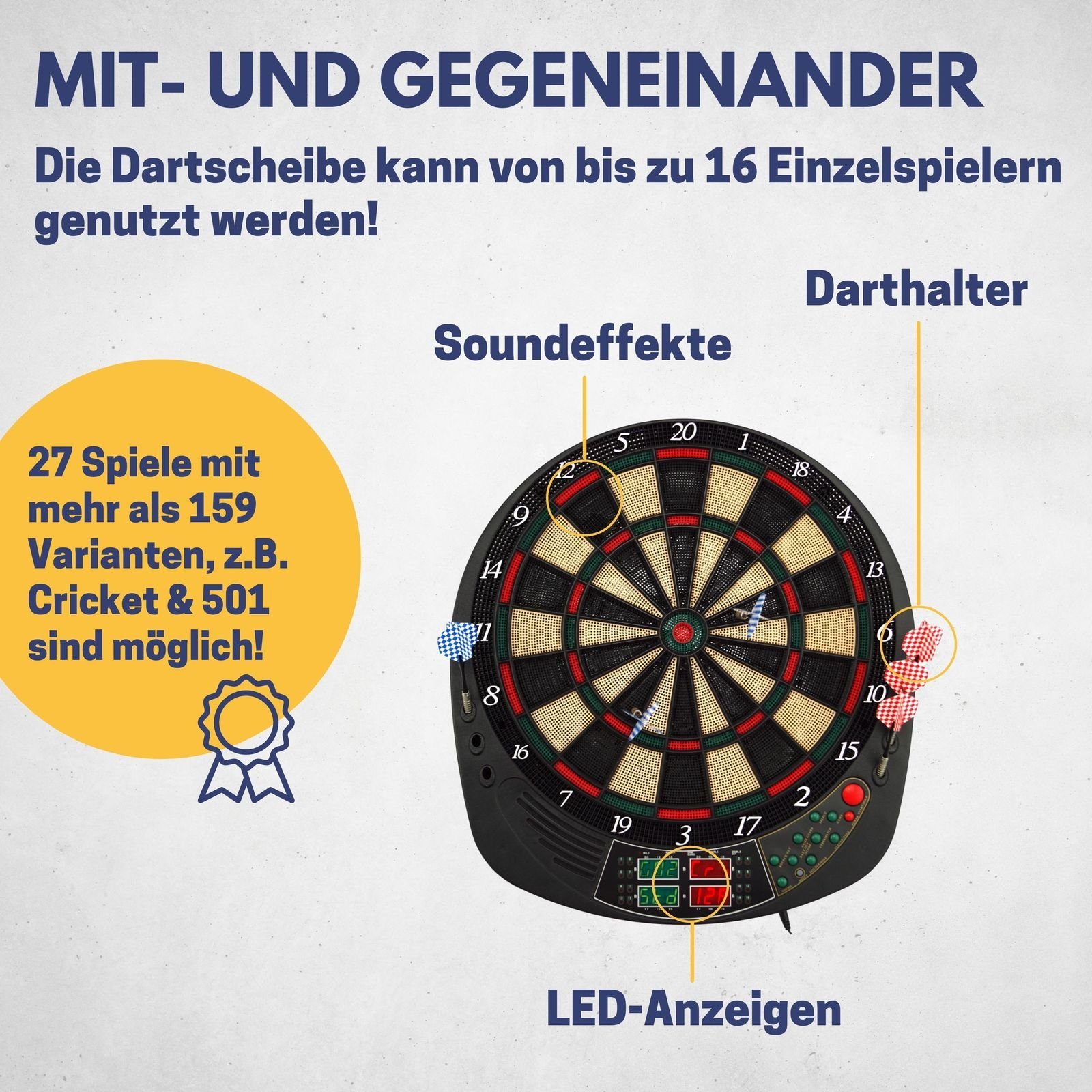 B Best Sporting Dartautomat Dartscheibe elektronisch Coventry I Mit LED-Anzeigen, E-Dartscheibe mit 12 Dartpfeilen & Ersatzspitzen