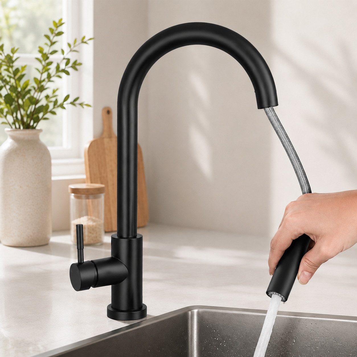 Ledklang Spültischarmatur Edelstahl 360° drehbar Ausziehbarer Brause 2 Strahlarten Küchenarmatur (1-St) für Einhebelmischer Mischbatterie Wasserhahn Küche