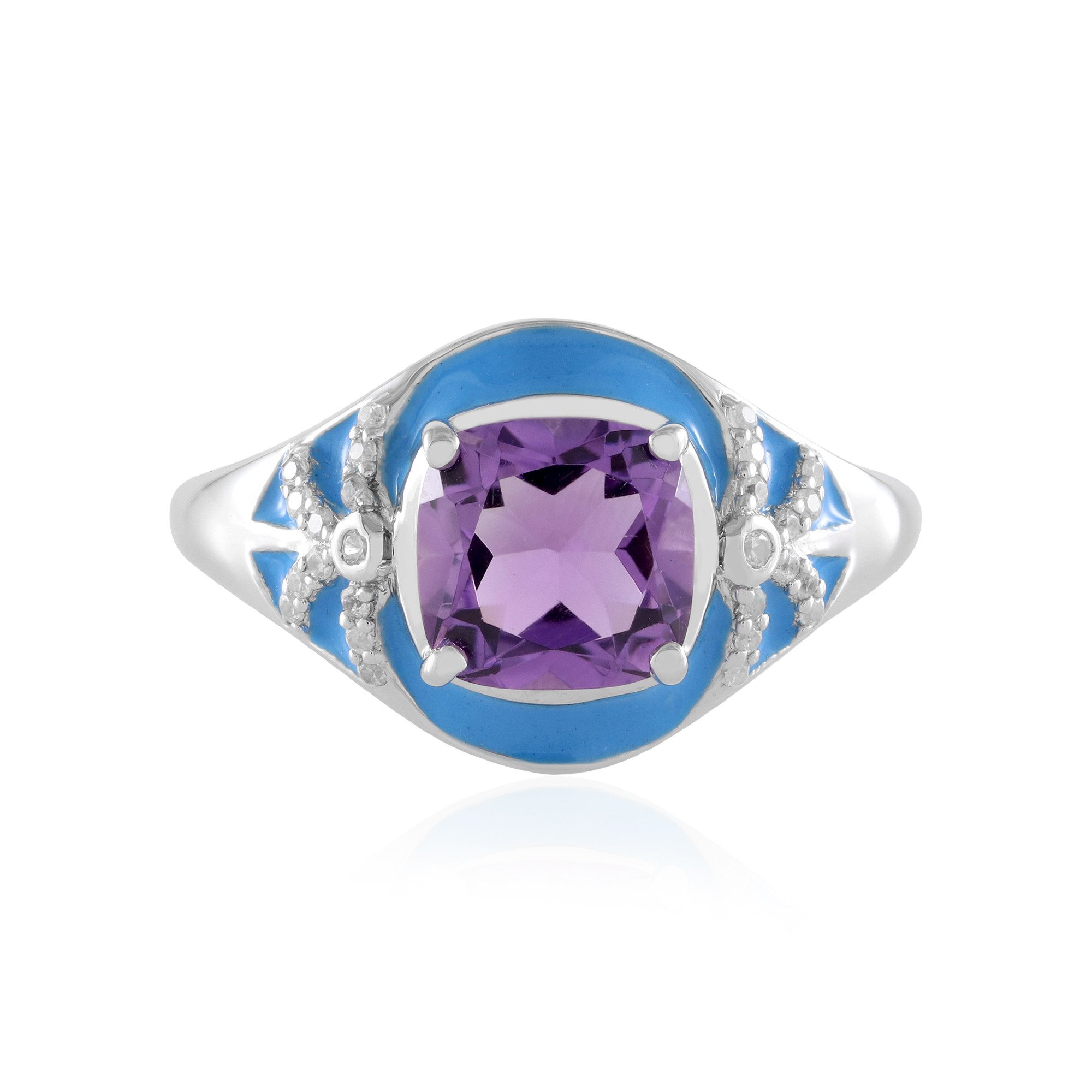 Silberring Cavill Amethyst 2,03 ct Ring 925 Sterling Silber Antik Kissenschliff