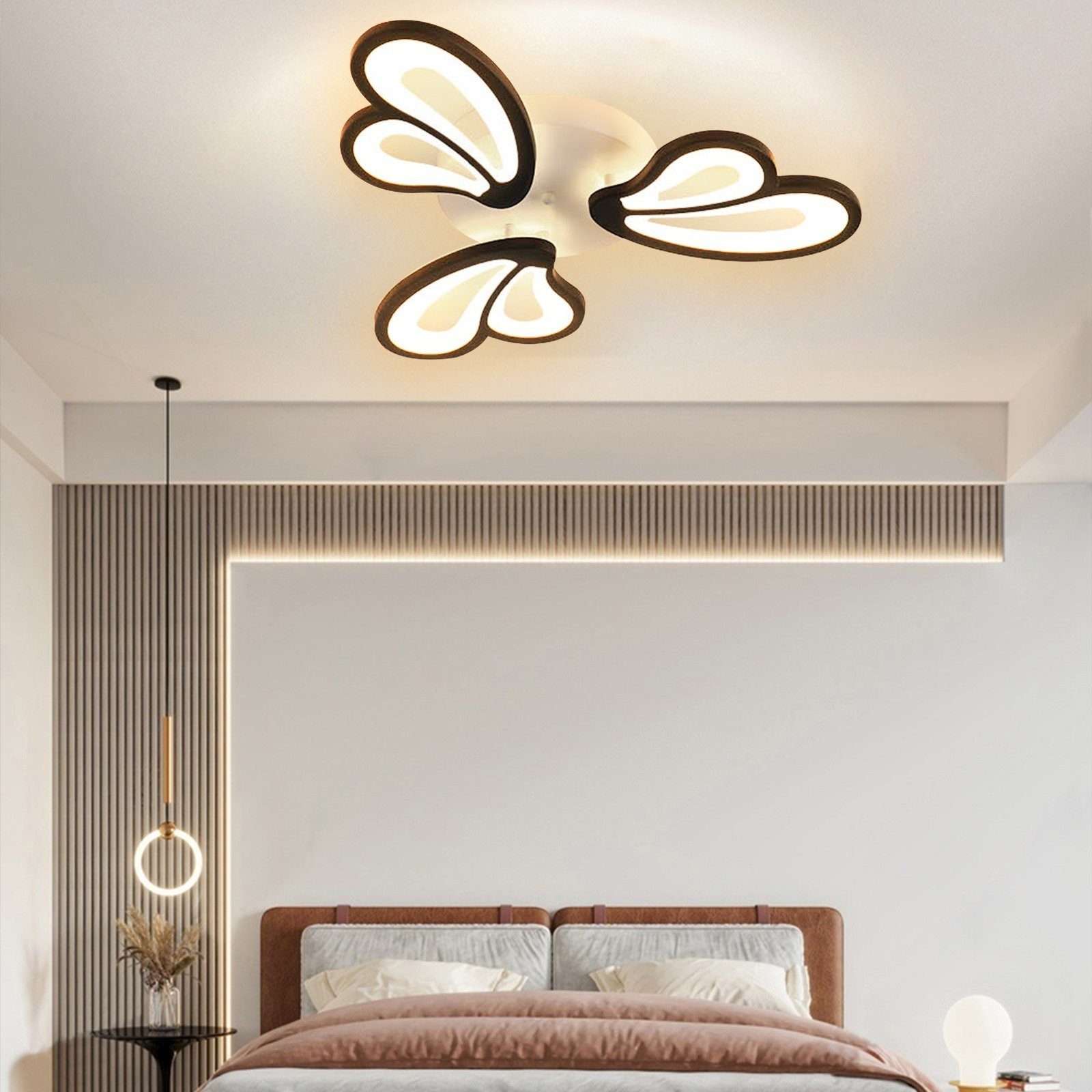 Daskoo Deckenleuchten 21W/36W/64W Moderne LED Deckenlampe mit Fernbedienung Wohnzimmer, LED fest integriert, Warmweiß/Neutralweiß/Kaltweiß, LED Deckenleuchte Schwarz
