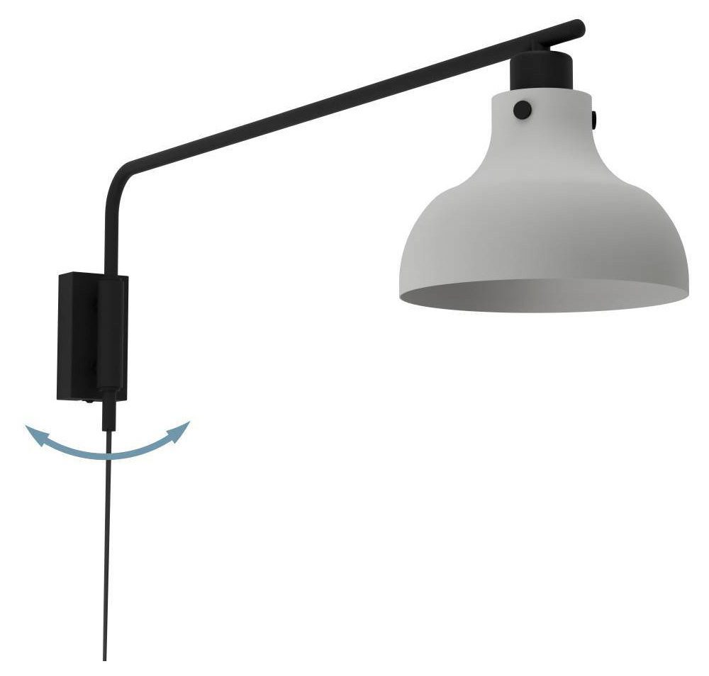 EGLO Wandleuchte MATLOCK, ohne Leuchtmittel, Wandlampe mit Schwenkarm aus Metall in Grau und Schwarz, E27 Fassung