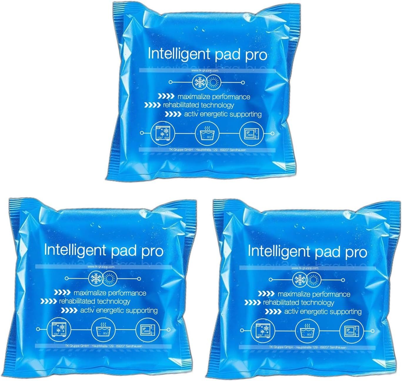 Praktikraft Kalt-Warm-Kompresse 3x Kühlpads - Kühlkissen - MADE IN GERMANY - in den Größen 15x15 cm, Set 3-tlg., Kalt & Warm verwendbar