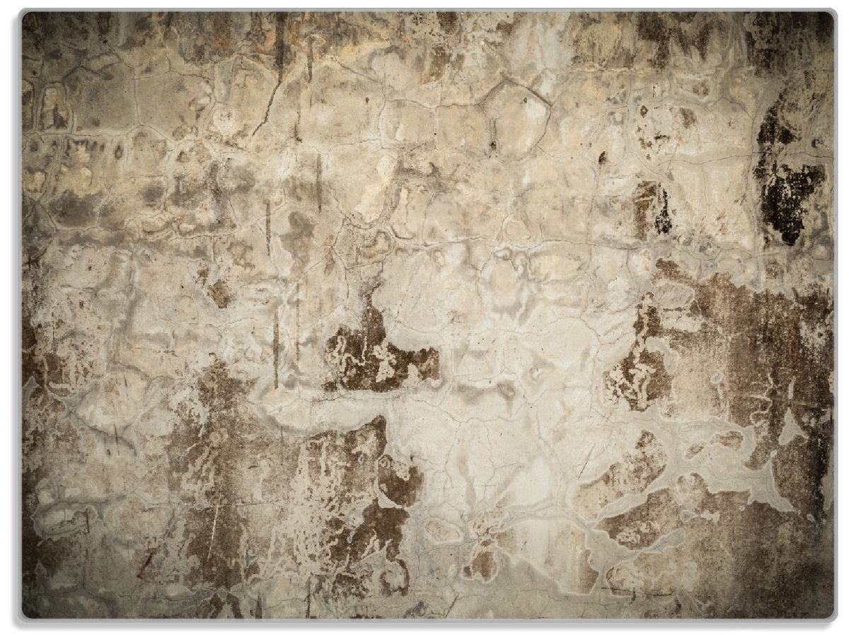 1-St), Wand 30x40cm Schneidebrett aus (inkl. abblätternder Farbe, rutschfester Wallario Gummifüße ESG-Sicherheitsglas, schmutzige mit 4mm, Beton Alte