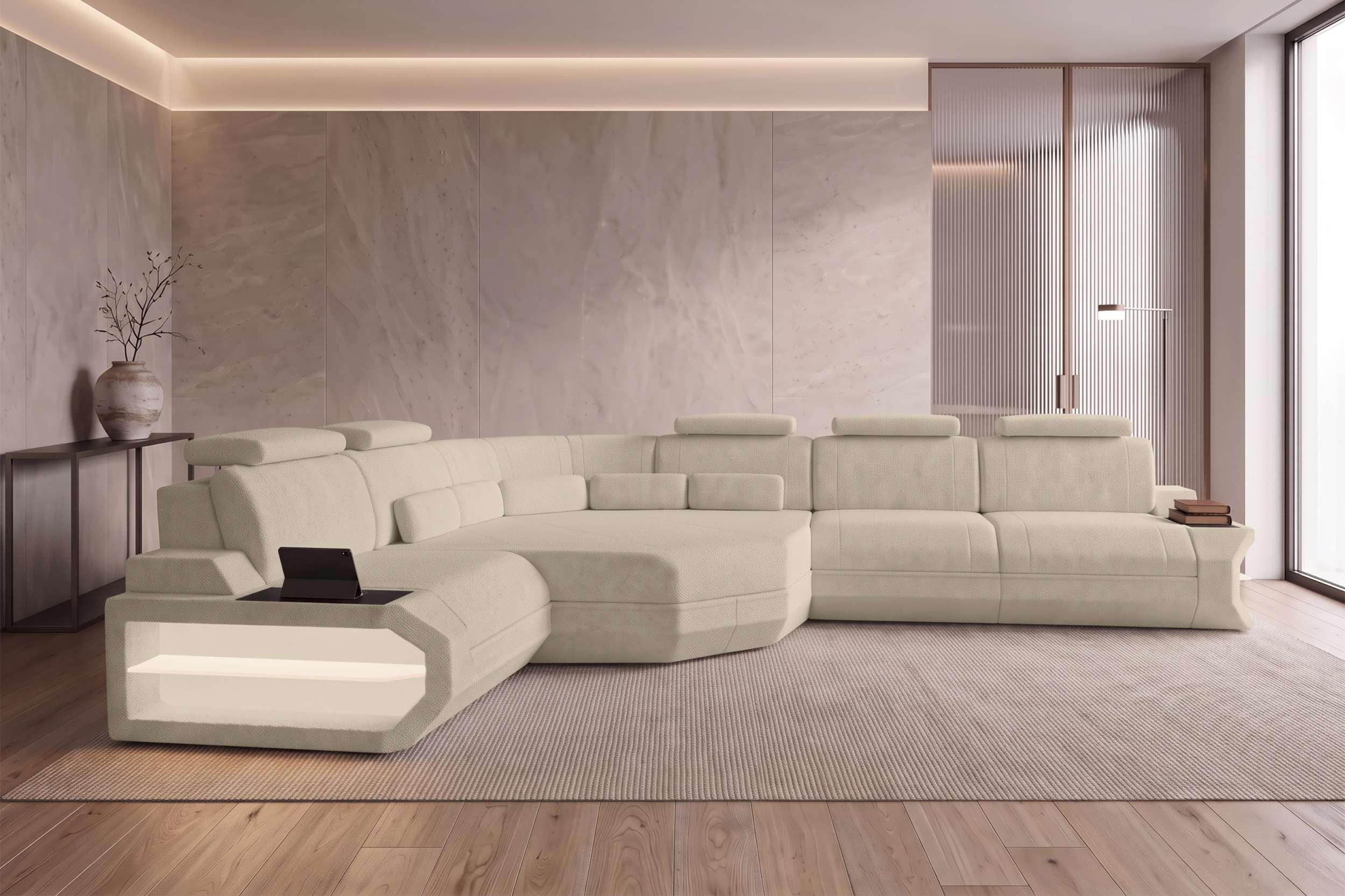 Sofa Dreams Ecksofa Ecksofa Asti L Form Stoffsofa, Ecksofa, L-Form, L Form Stoffsofa, mit LED, mit USB-Anschluss, Designersofa