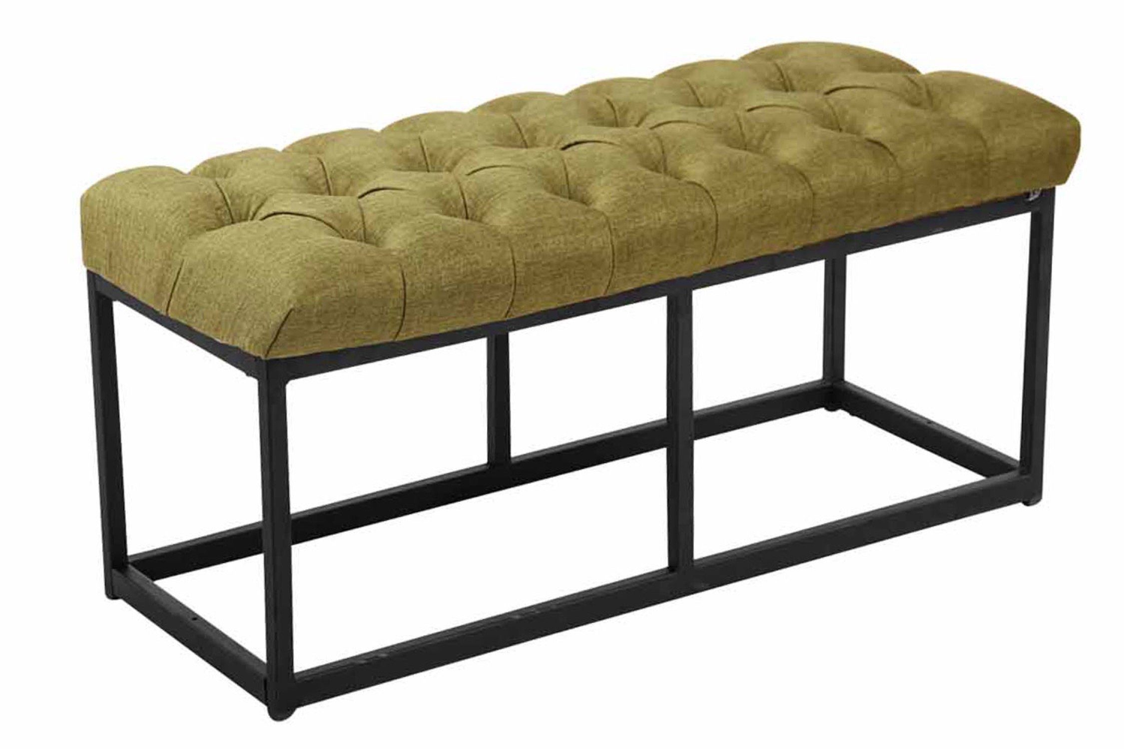 TPFLiving Sitzbank Amor B (Elegante Sitzbank mit stylisch gestepptem Sitzbezug, Stabiles Vierfußgestell aus Metall), Maße (TxBxH): 38 x 100 x 46cm - Farbe: grün