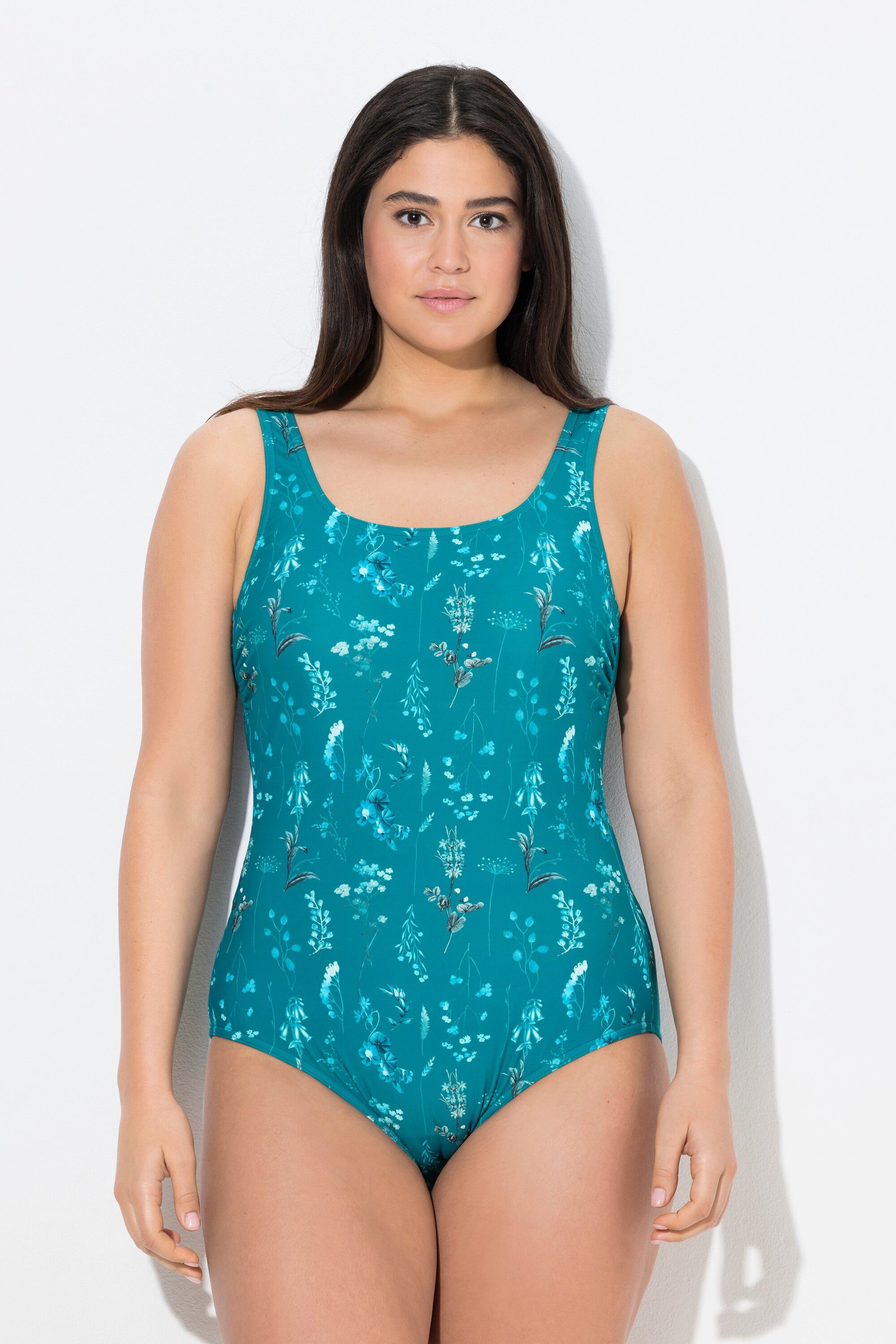 Ulla Popken Badeanzug Badeanzug Blüten ohne Softcups Rundhals günstig online kaufen