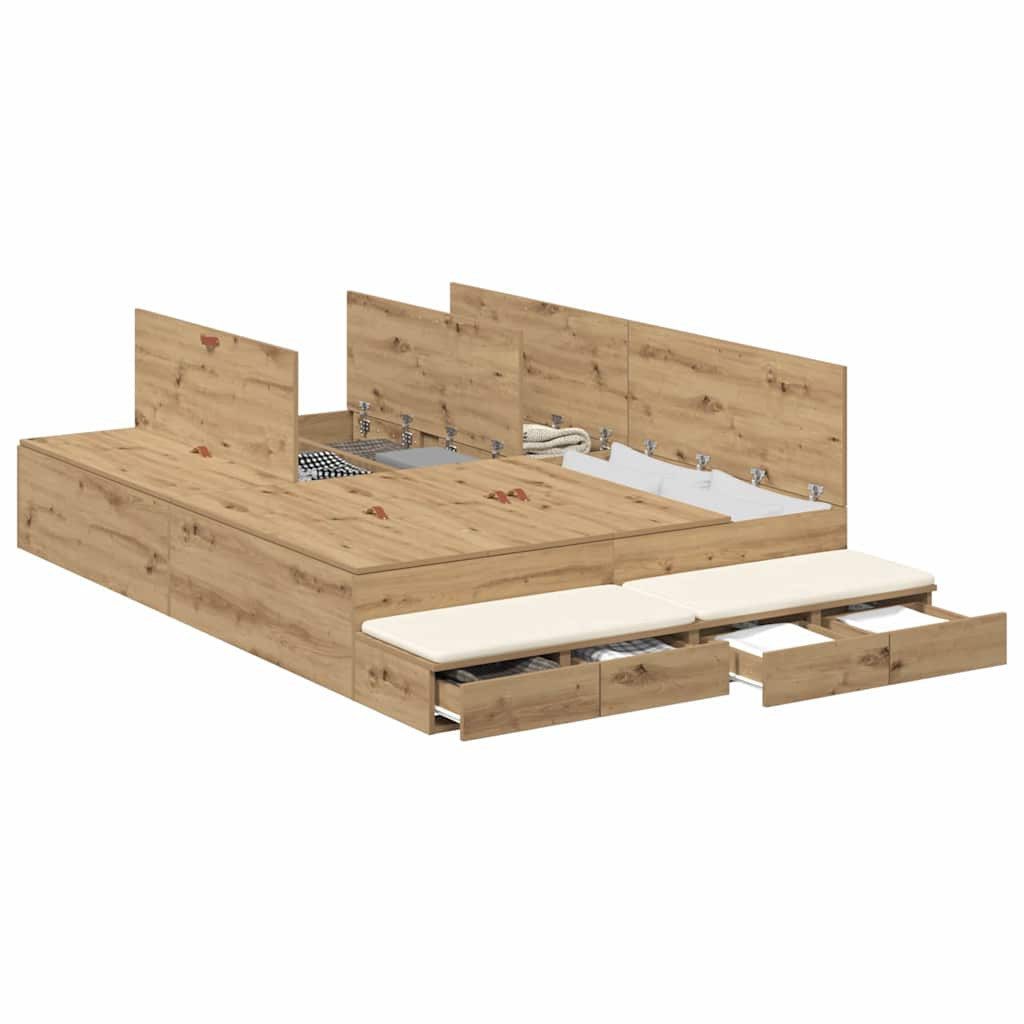 vidaXL Bett Aufbewahrungsbettgestell Artisan-Eiche 135 cm Holzwerkstoff (1- günstig online kaufen