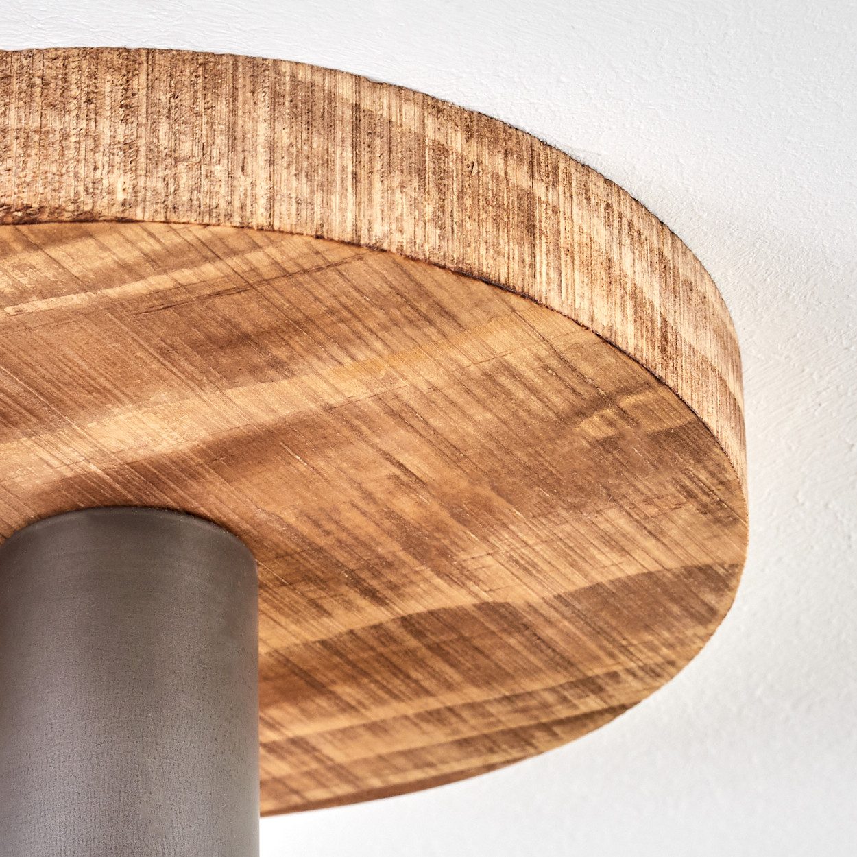 hofstein Deckenleuchte moderne Deckenlampe aus Holz und Metall in Natur und Schwarz, ohne Leuchtmittel, im offenen Design, Ø 20 cm, 1-flammig, 1 x E27, ohne Leuchtmittel