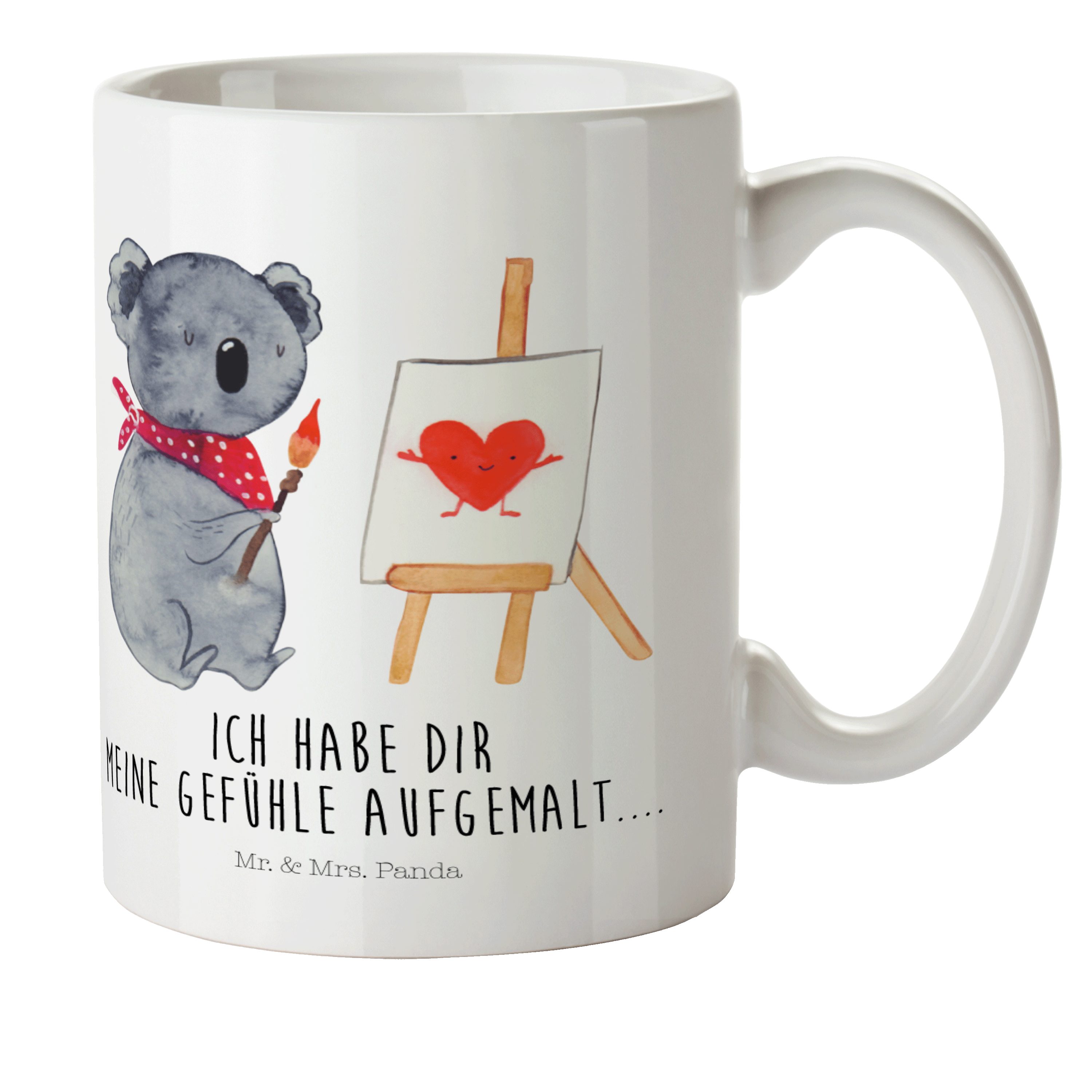 Mr. & Mrs. Panda Kinderbecher Koala Künstler - Weiß - Geschenk, Kunststoff Tasse, Gefühle, Reisetas, Kunststoff