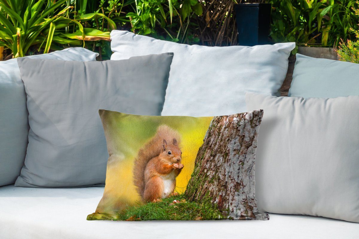 Eichhörnchen Dekokissen dem Outdoor-Dekorationskissen, Baum, Rotes Kissenhülle Polyester, neben MuchoWow Dekokissenbezug,