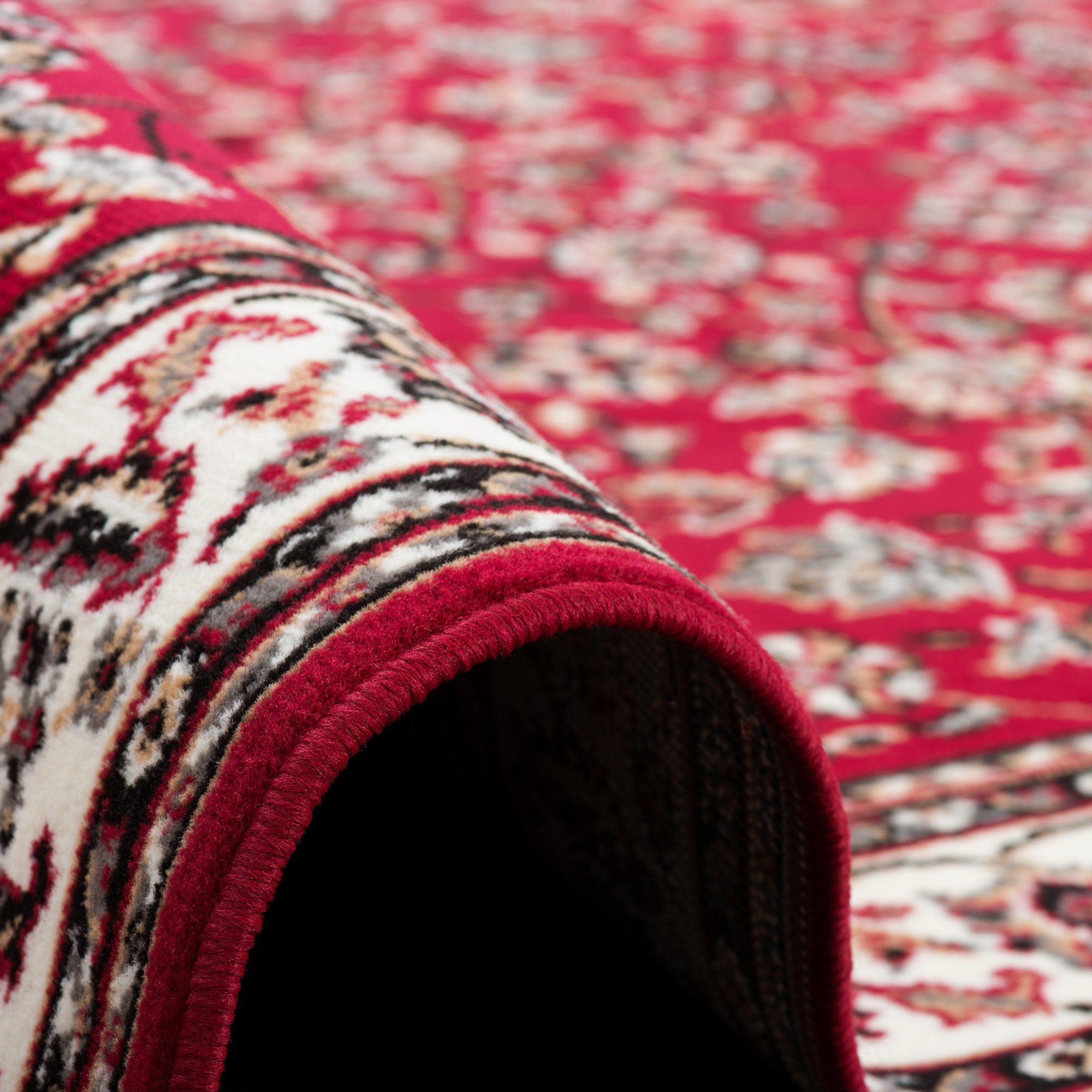 Pergamon Orientteppich Orient Teppich Trendline Rot Bordüre, Rechteckig, Höhe: 8 mm