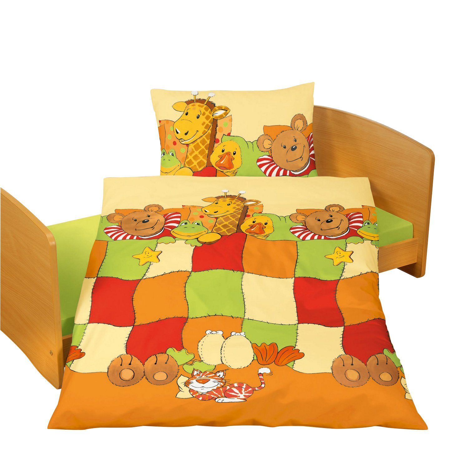 Babybettwäsche Giraffe Maus Frosch Ente Tiger 40 x 60 100 x 135 cm