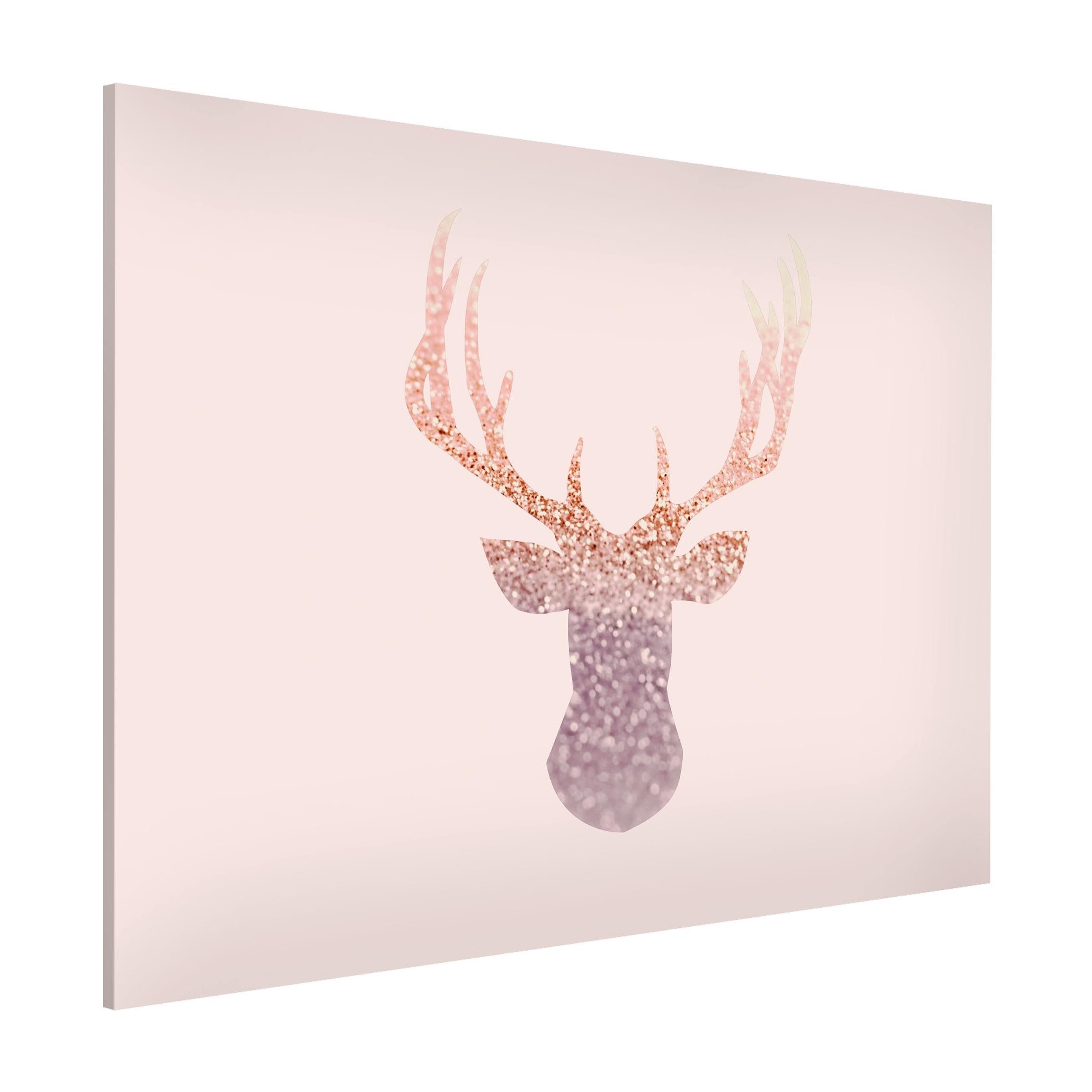 Bilderdepot24 Magnettafel Küche rosa Glitzernder Hirsch, (1-tlg., Magnetboard Pinnwand für die Wand - metallische Tafel für Magnete), Magnetwand groß mit Motiv Büro Memoboard magnetisch Hochformat
