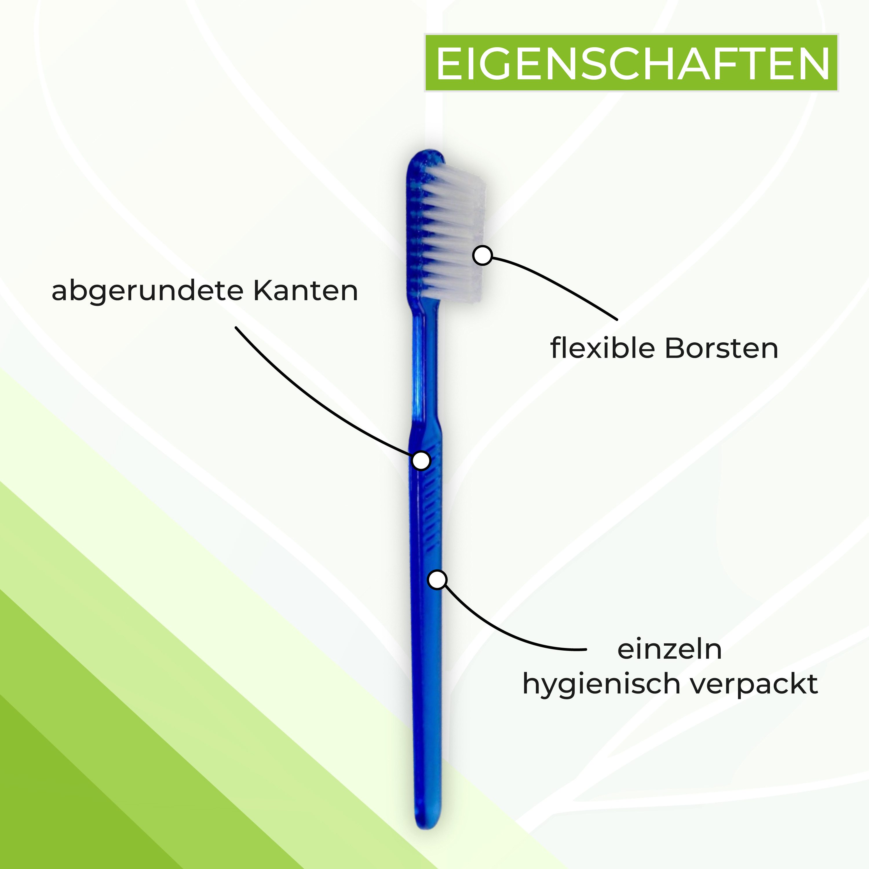 Medi-Inn Zahnbürste Medi-Inn Einweg-Zahnbürsten mit Zahnpasta, einzeln verpackt, blau