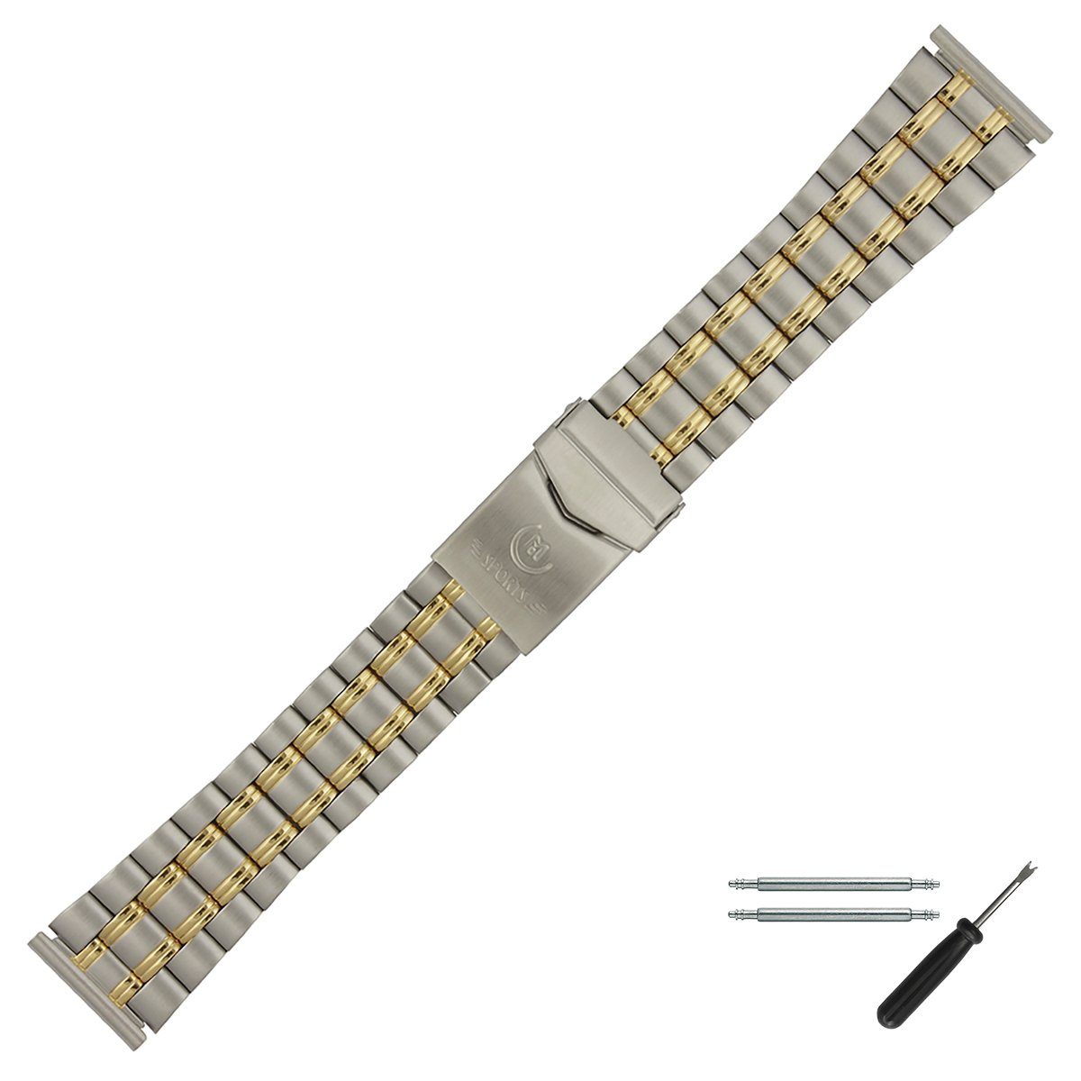 MARBURGER Uhrenarmband 22mm Edelstahl Silber