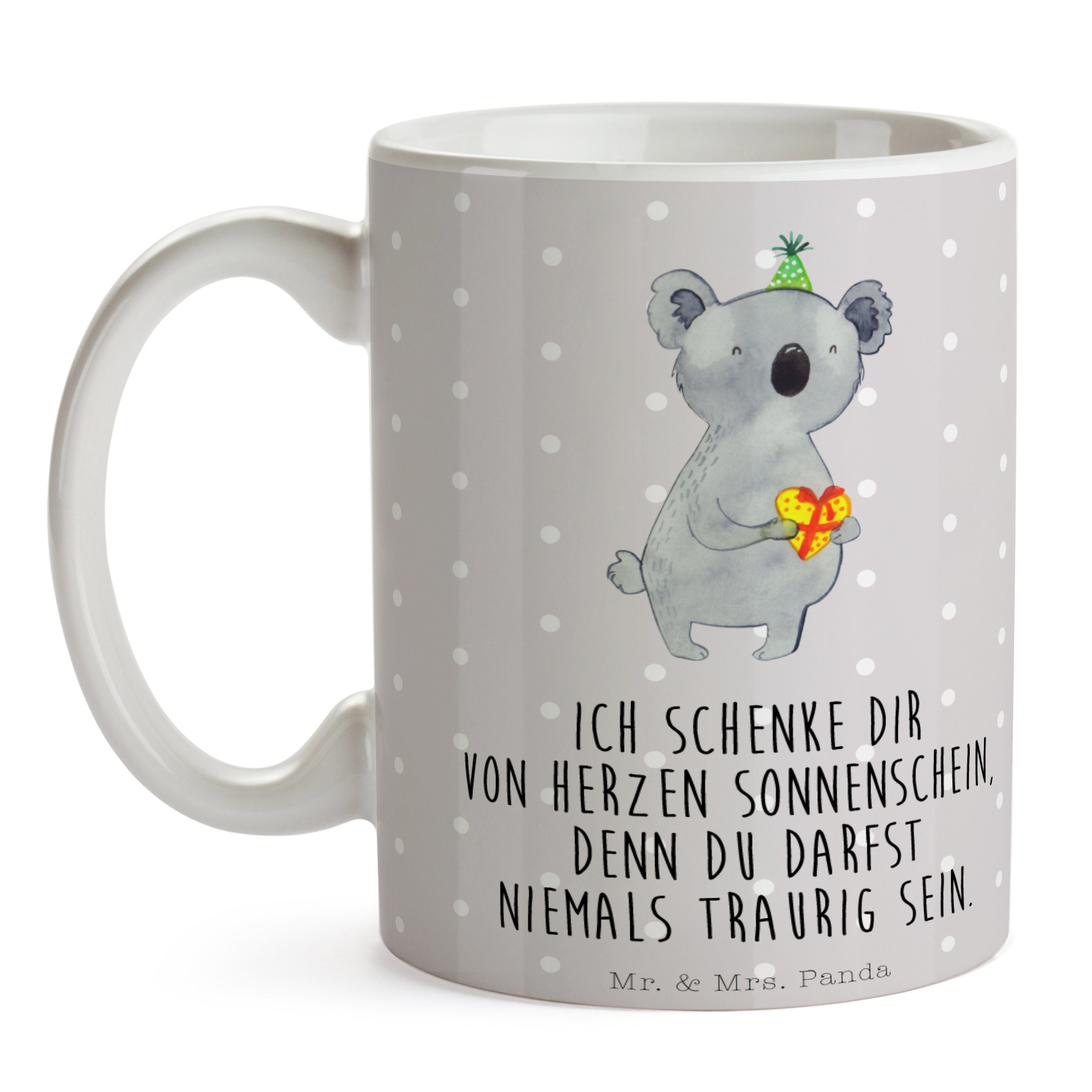 Mrs. Tasse, Panda - Geburtstag, Grau Pastell Teetasse, Geschenk Tasse - Koala Keramik Mr. Koalabär, &