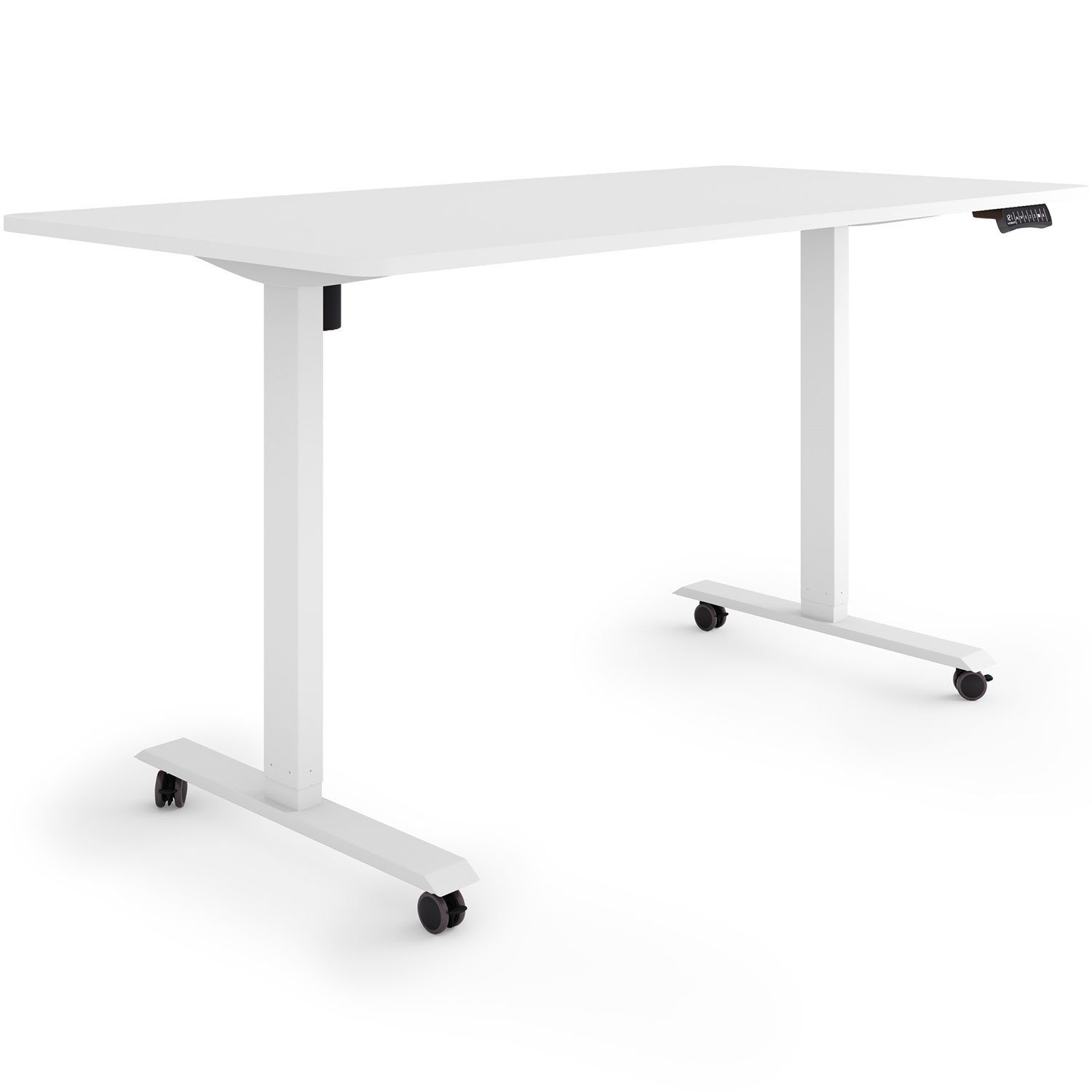 ESMART Schreibtisch ESMART Germany, ETX-121 Elektrisch höhenverstellbarer Schreibtisch Rahmen: Weiß auf Rollen / Tischplatte: 160 x 80 cm Weiß