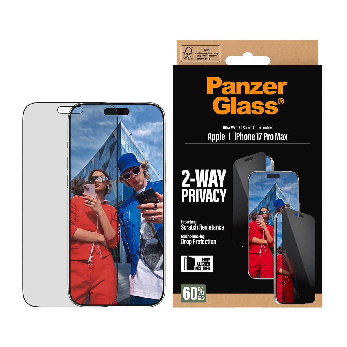 SAFE by PanzerGlass Displayschutzglas 2-Way Privacy Schutzglas iPhone 17 Pro Max/UWF