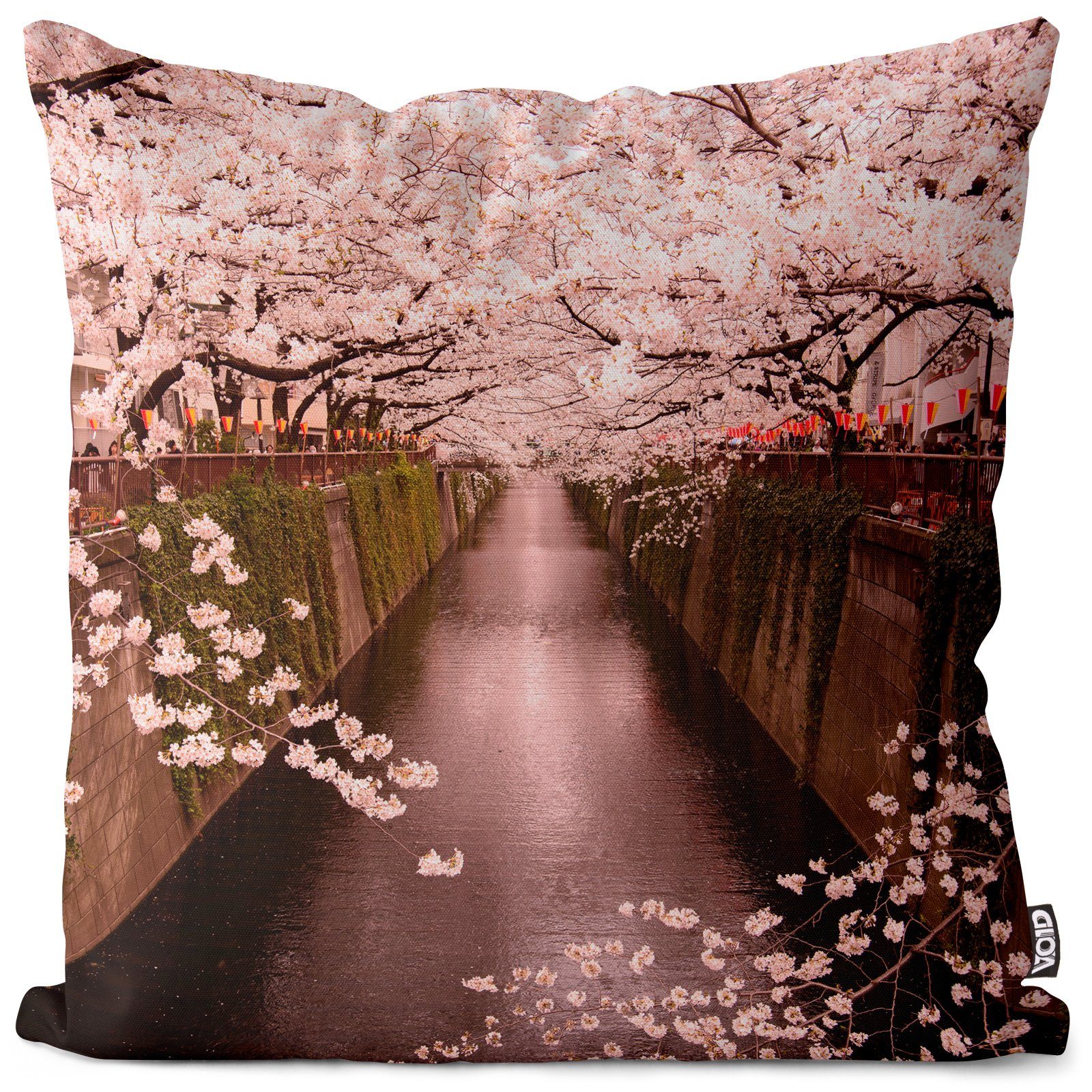 VOID Kissenbezug, (1 Stück), Kirschblüten Fluss Japan Romantisch Kirschblüten Fluss Japan Romantis