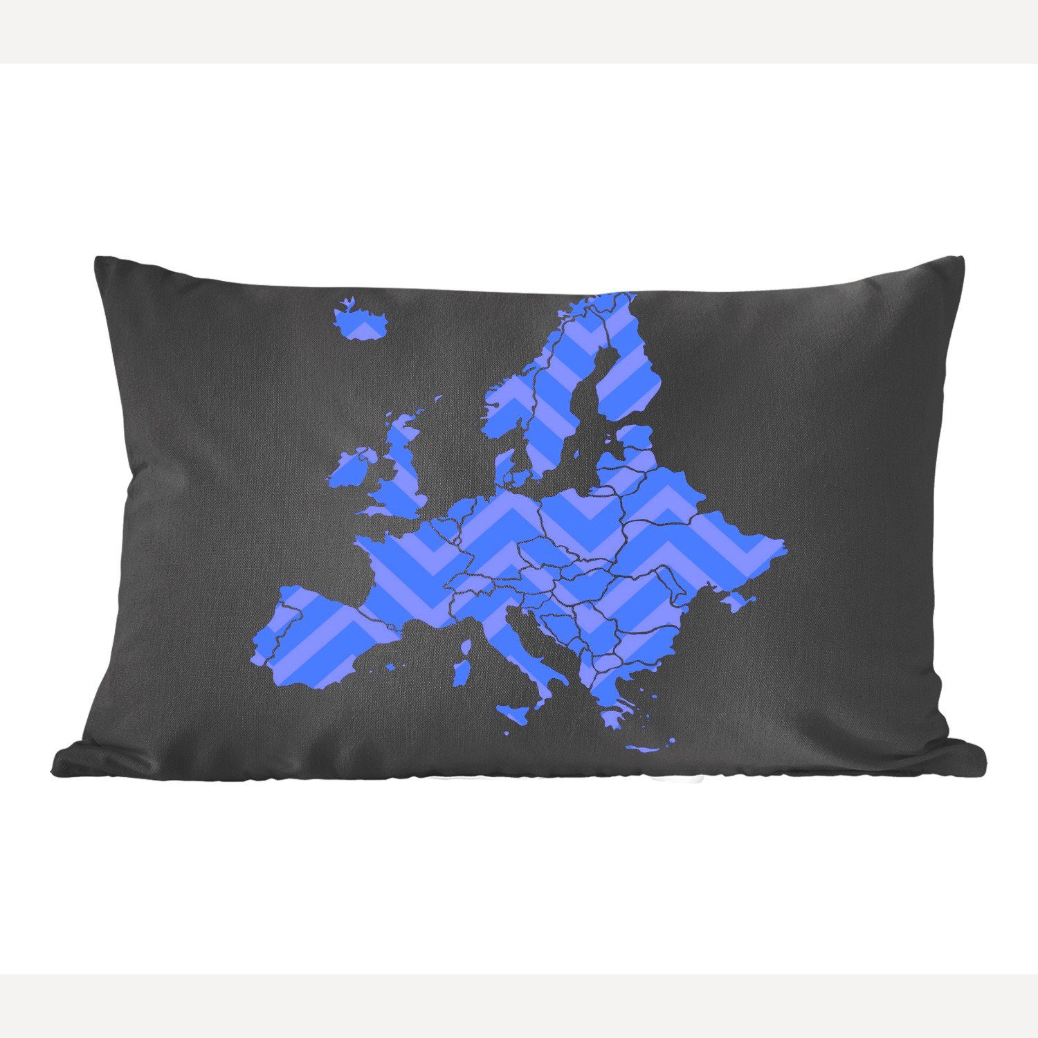 Dekoration, Schlafzimmer Füllung, Muster Zierkissen, - Dekokissen MuchoWow Wohzimmer Europa Blau, mit Dekokissen Karte -