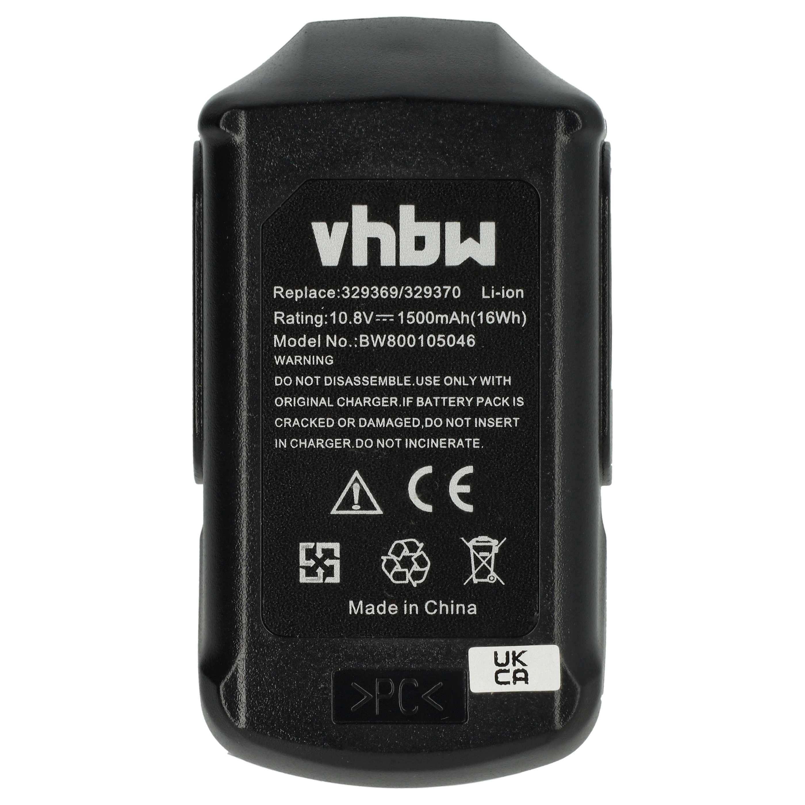 vhbw Akku passend für Hitachi Hikoki FWH 10DL, GP 10DL, UC 10SFL, UC 10SL, Akku Akku Li-Ion 1500 mAh (10,8 V, 1 St), Leistungsfähiger Austausch-Akku für Werkzeug Powertools wie