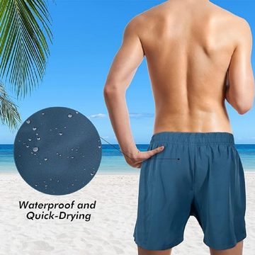 Daskoo Badeshorts Herren Badehose mit Kompressionsfutter, schnell trocknende Boardshorts Trainingsshorts mit verstellbarem Taillenkordelzug und Taschen