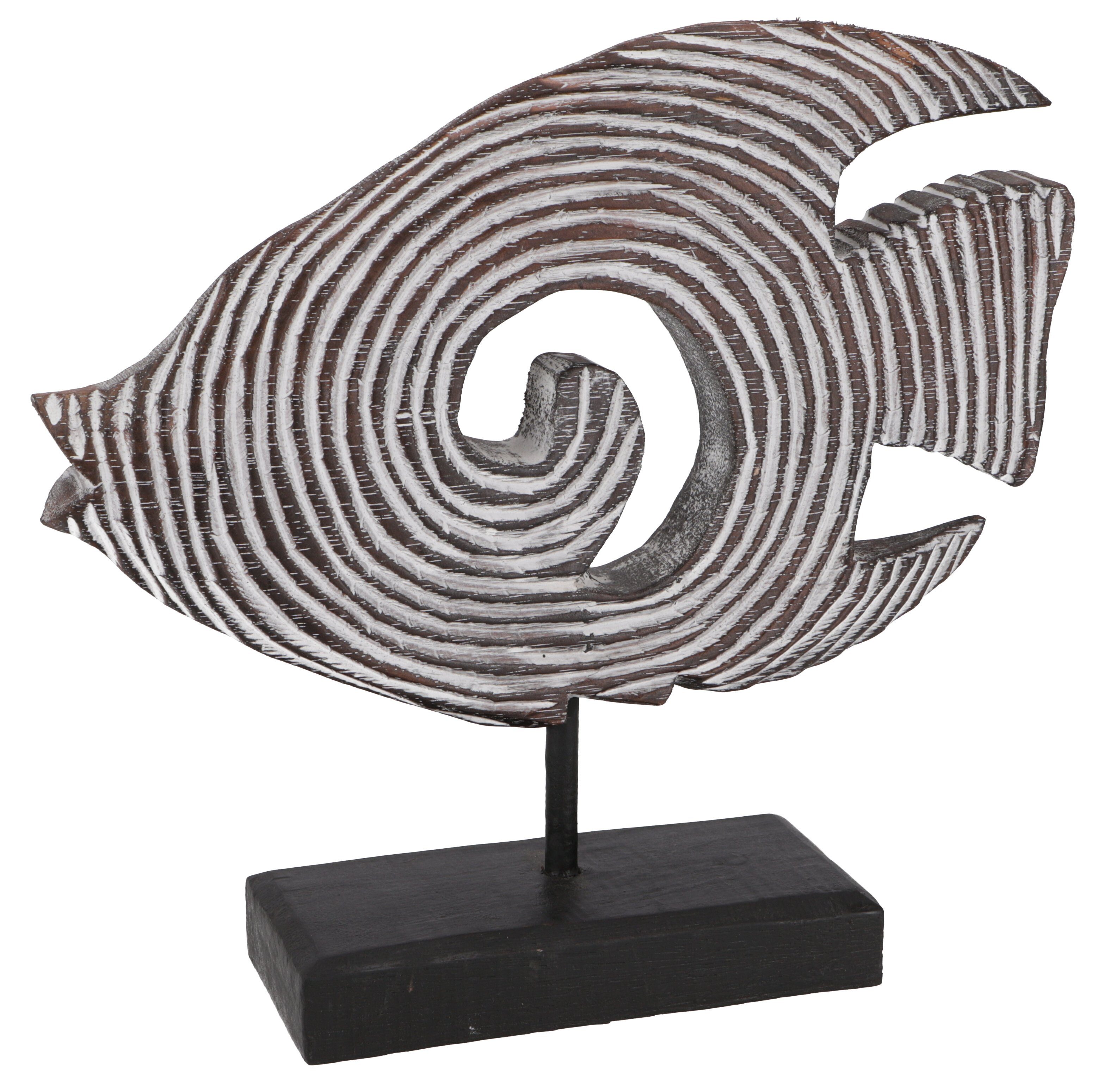 Guru-Shop Dekofigur Holzfigur Fisch auf Holzständer in 3 Größen