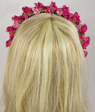 Trachtenland Trachtenhut Blumen Haarreif 'Sabia' mit Rosen und Blüten, Rot