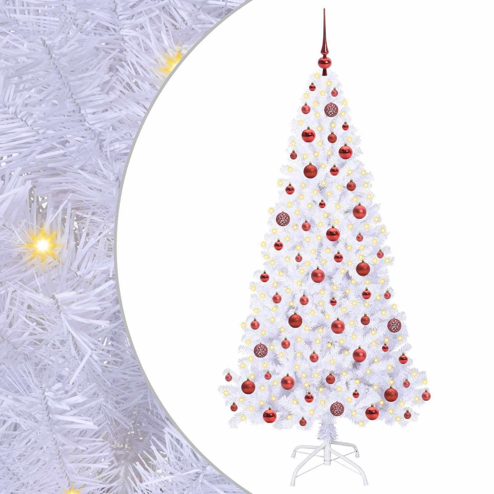 vidaXL Künstlicher Weihnachtsbaum Künstlicher Weihnachtsbaum Weiß 180 cm PVC und Stahl