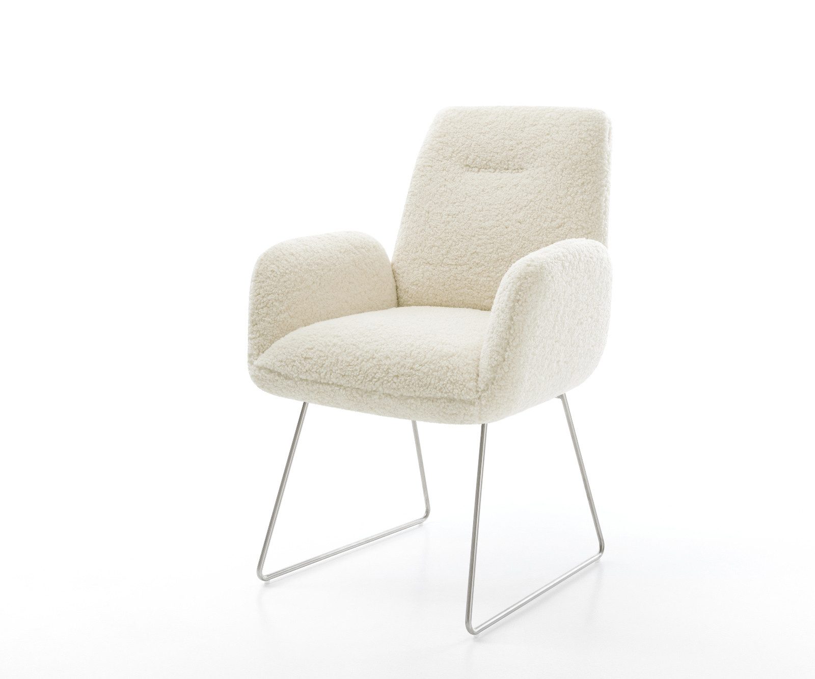 DELIFE Polsterstuhl Zoa-Flex, Kufengestell Edelstahl Teddystoff günstig online kaufen