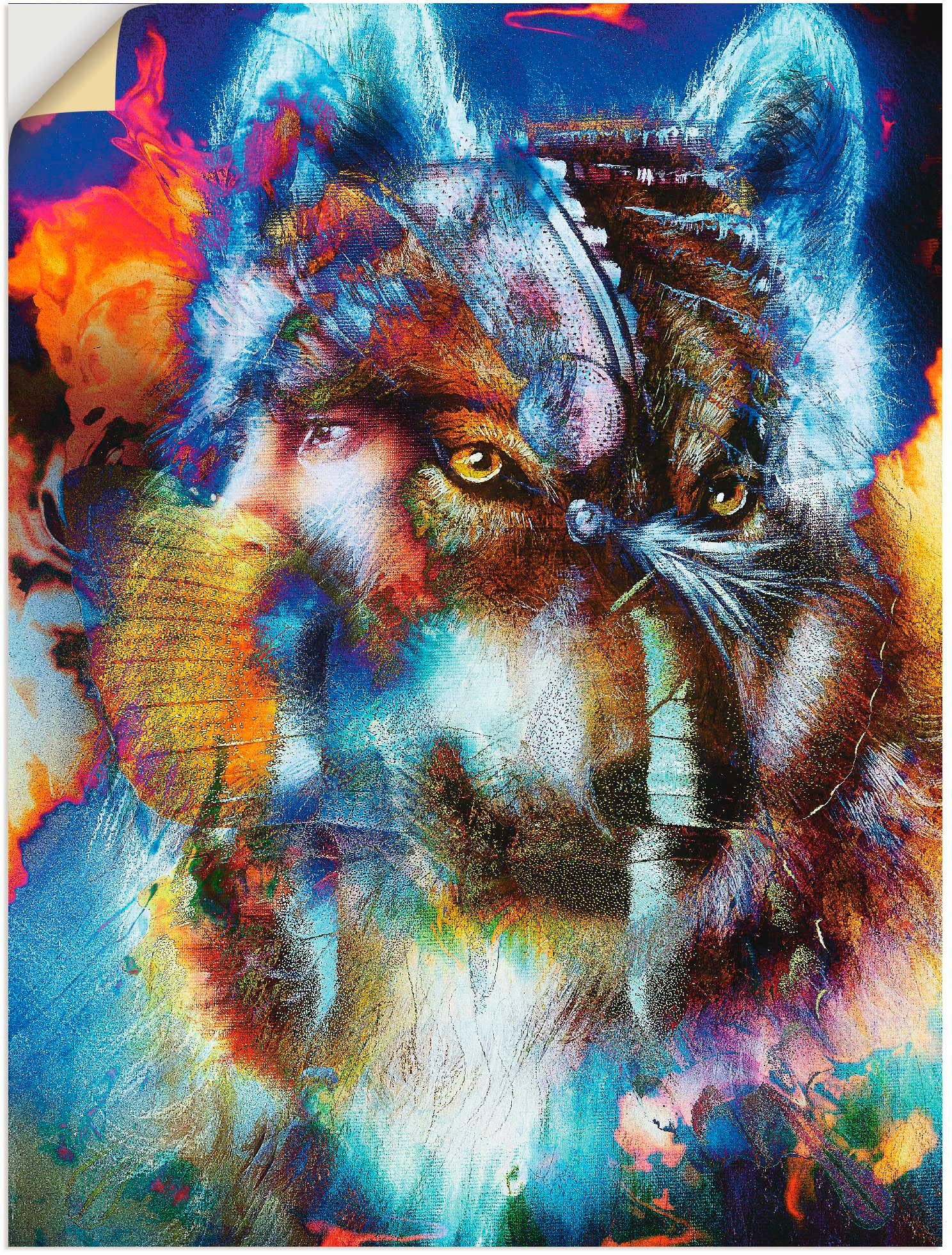 Artland Wandbild Indischer Krieger mit Wolf, klassische Fantasie (1 St), als Alubild, Leinwandbild, Wandaufkleber oder Poster in versch. Größen