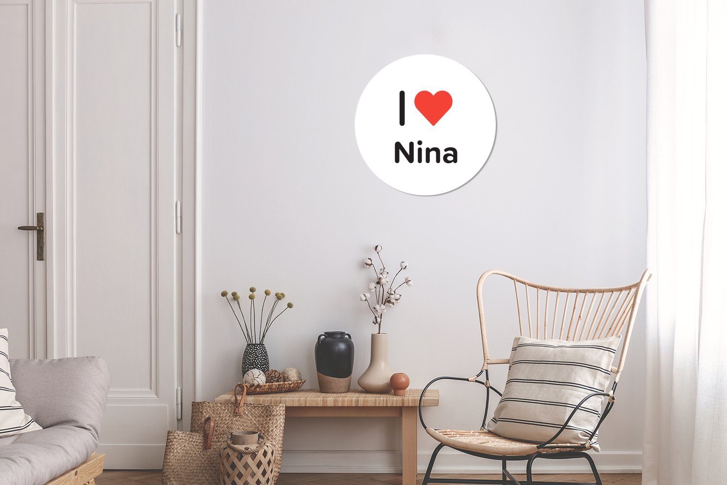 Tapetenaufkleber, Tapetenkreis - Mädchen MuchoWow Wandsticker Ich Rund, Kinderzimmer, (1 St), für Wohnzimmer liebe Nina -