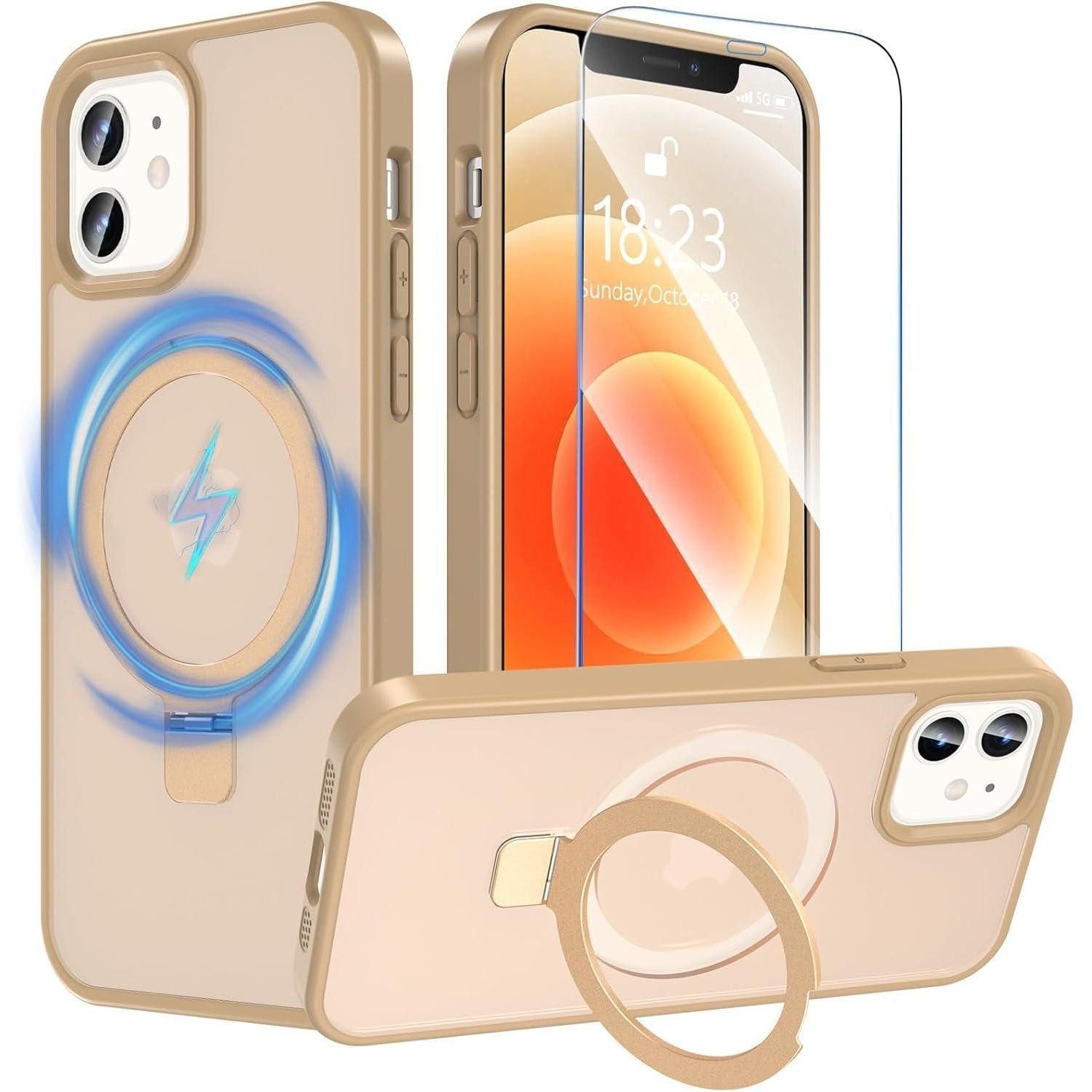 LuxusKollektion Smartphone-Hülle Handyhülle magnetisch Ständer iPhone 12 12 Pro iP12 12 Pro Gold