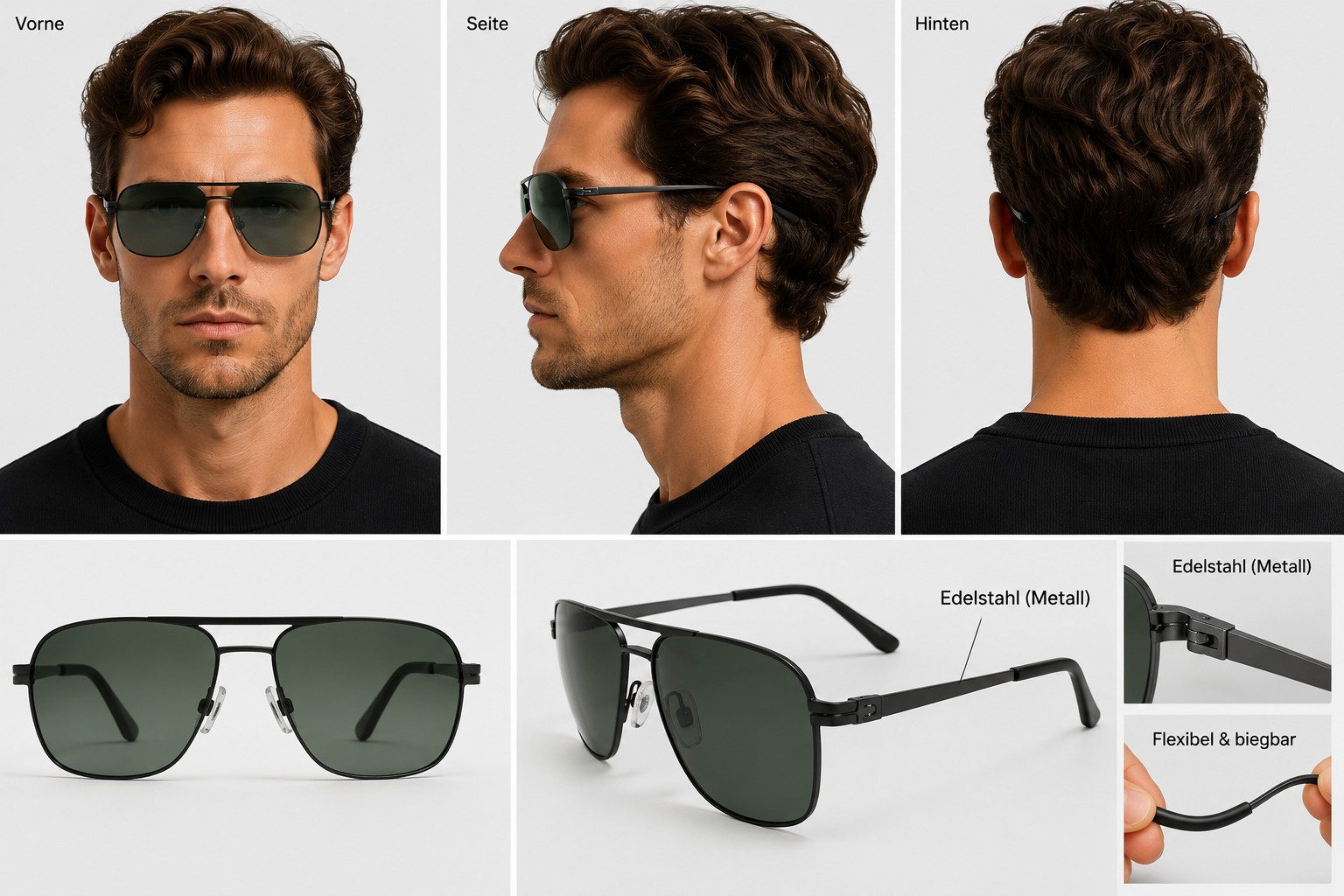 DanCarol Sonnenbrille DC-M6023-hochwertigen Materialien Zu Biegen Metal und Edelstahl hochwertigen Materialien Zu Biegen Metal und Edelstahl