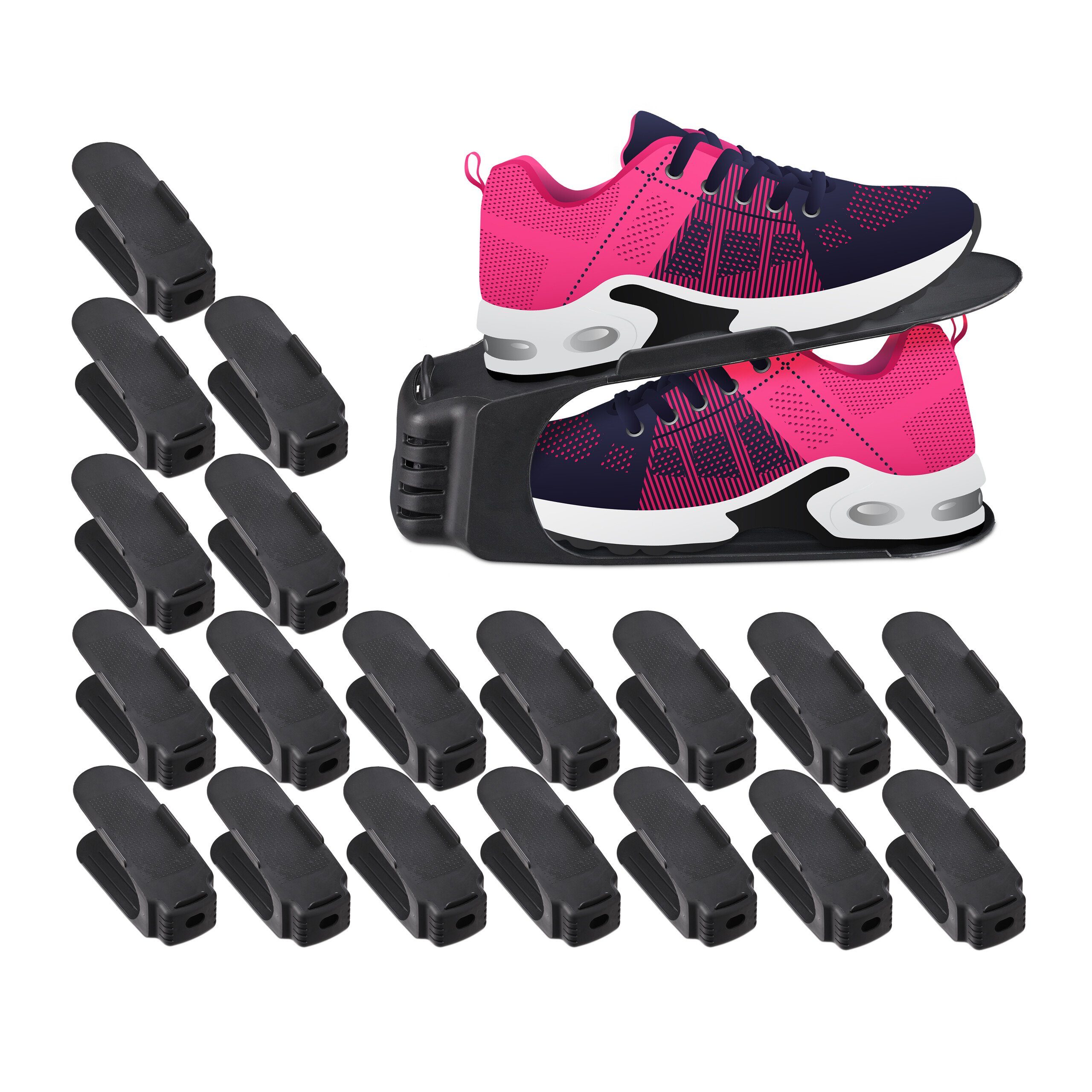 relaxdays Schuhstapler 20er Set, schwarz