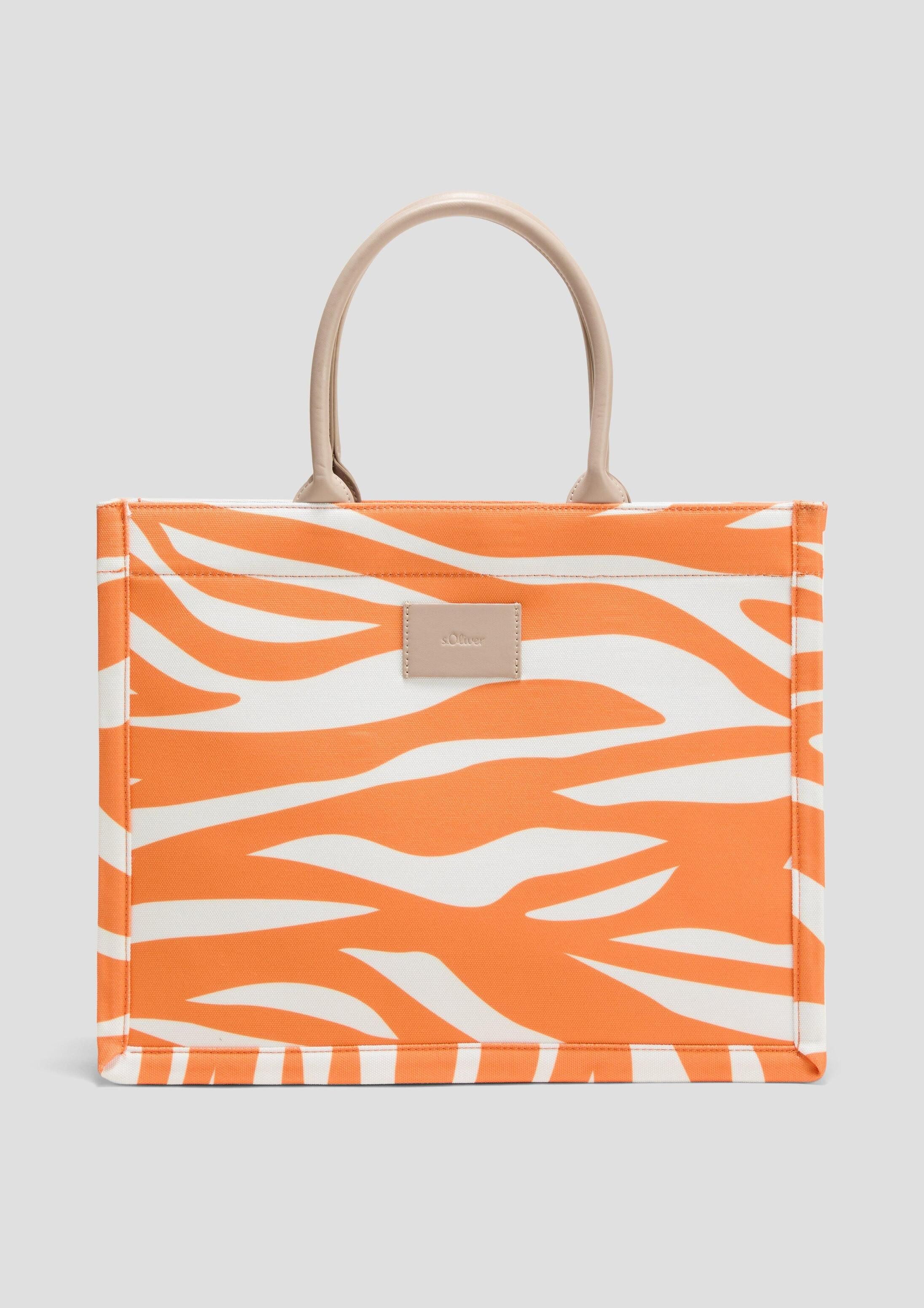 s.Oliver Shopper Tasche, Shopper aus Canvas mit feinem Artwork