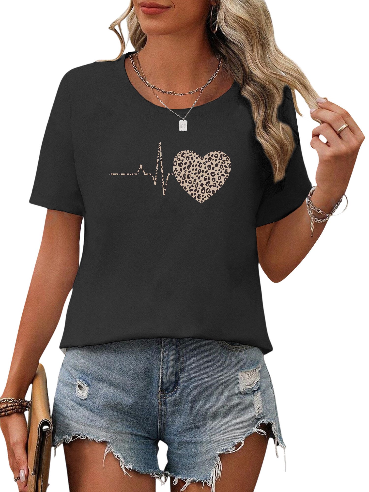 PYLIKE Kurzarmshirt Damen Bequemes Sommer T günstig online kaufen