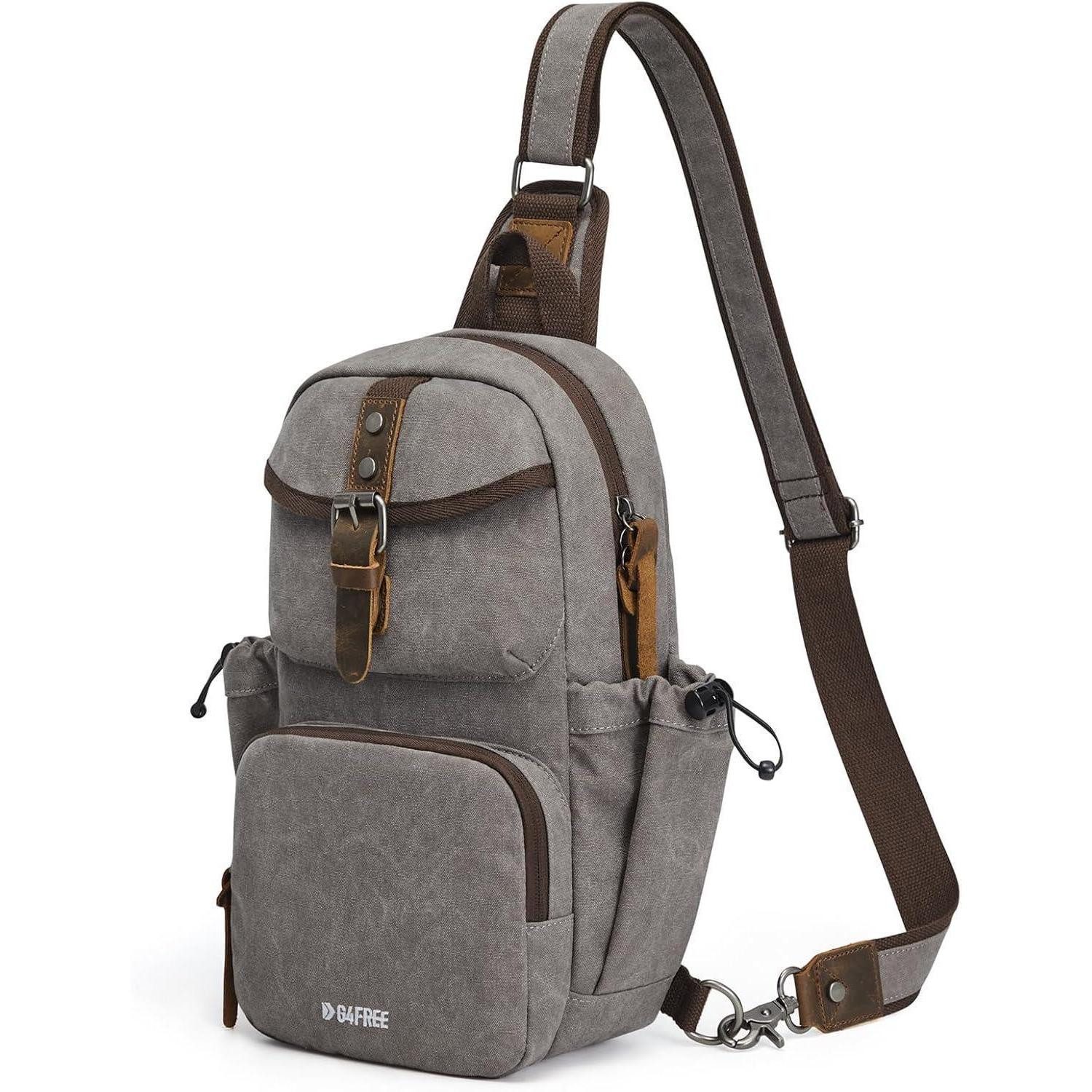 LuxusKollektion Minirucksack Brusttasche Canvas Herren Retro Reise Arbeit Pendelverkehr Grau