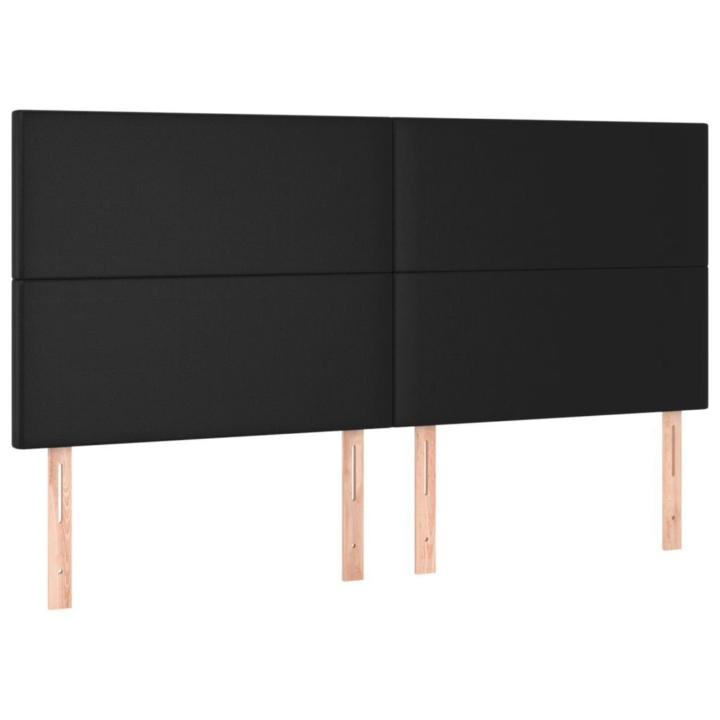vidaXL Bett Kopfteil Schwarz 200x5x118/128 cm Kunstleder (1-tlg)