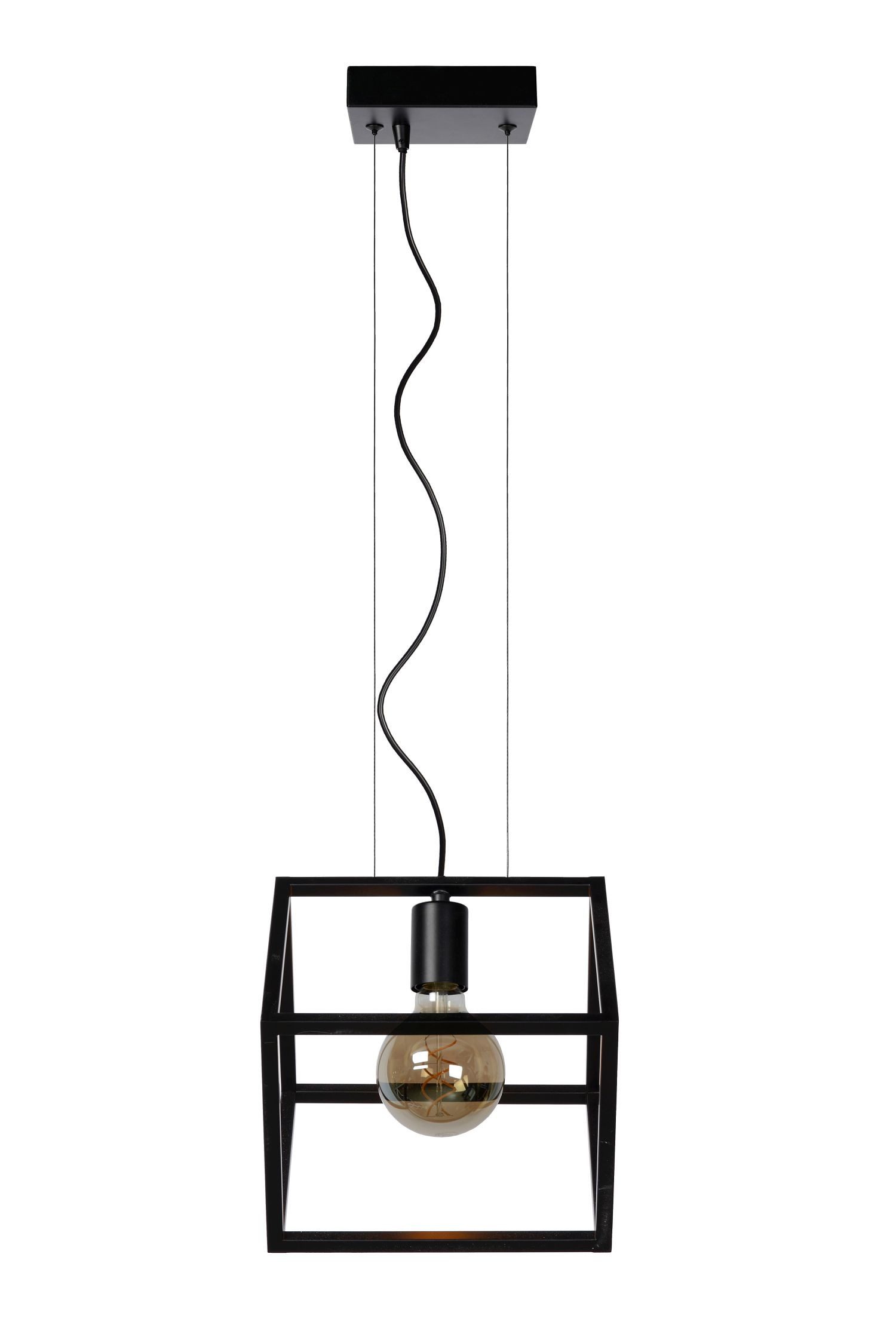 Licht-Erlebnisse Pendelleuchte NAVIR, ohne Leuchtmittel, Metall H: max. 161 cm Schwarz E27 eckig Retro