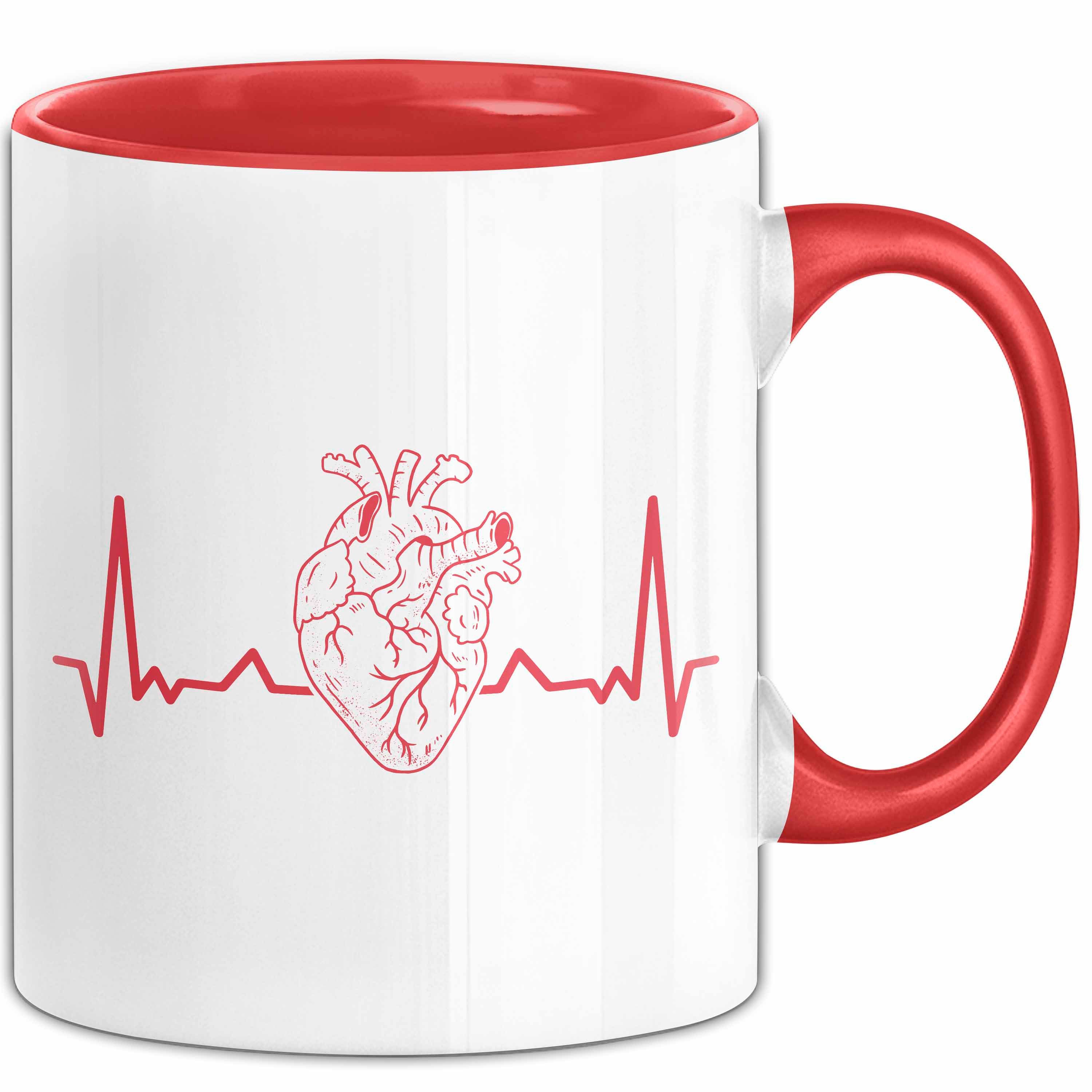 Trendation Tasse Kardiologe Geschenk Tasse Herzschlag Ekg Herz Kardiologie Kaffee-Beche